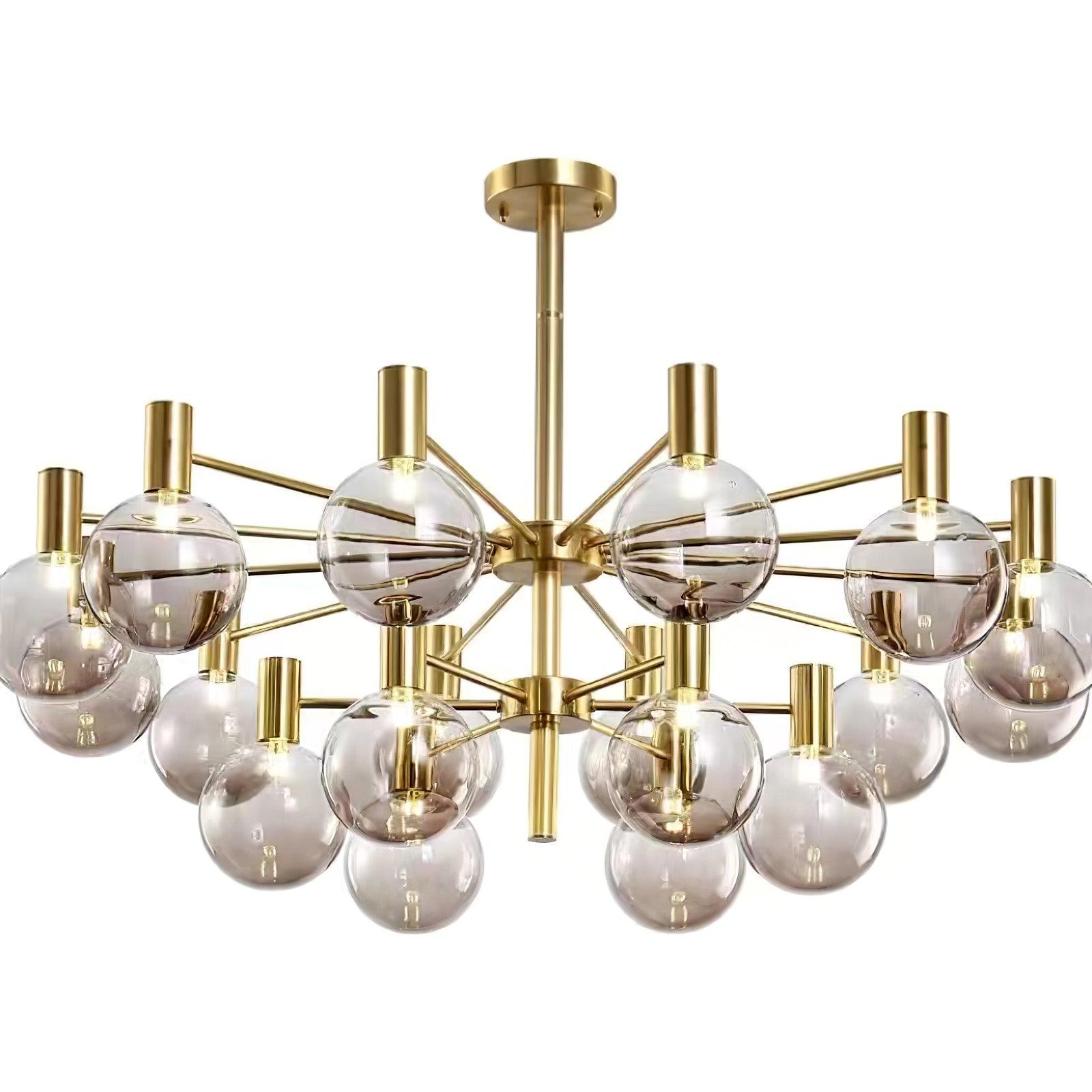 Lustra Chandelier Globe Glass Gold Frame Modern - Letslighting