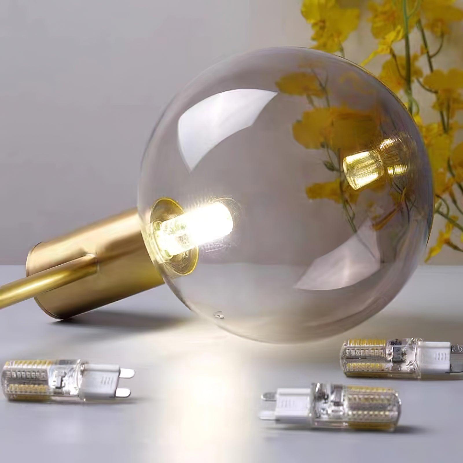 Lustra Chandelier Globe Glass Gold Frame Modern - Letslighting
