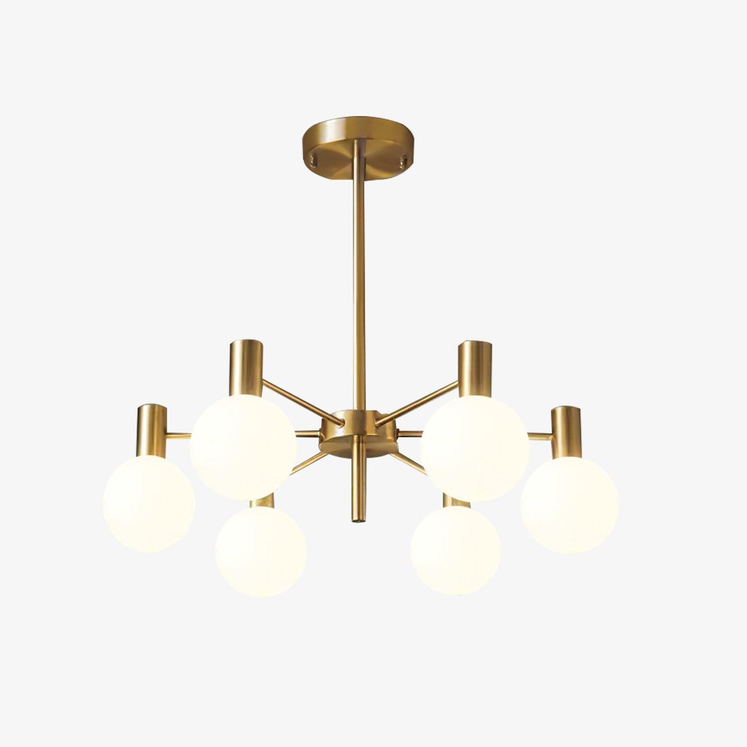 Lustra Chandelier Globe Glass Gold Frame Modern - Letslighting