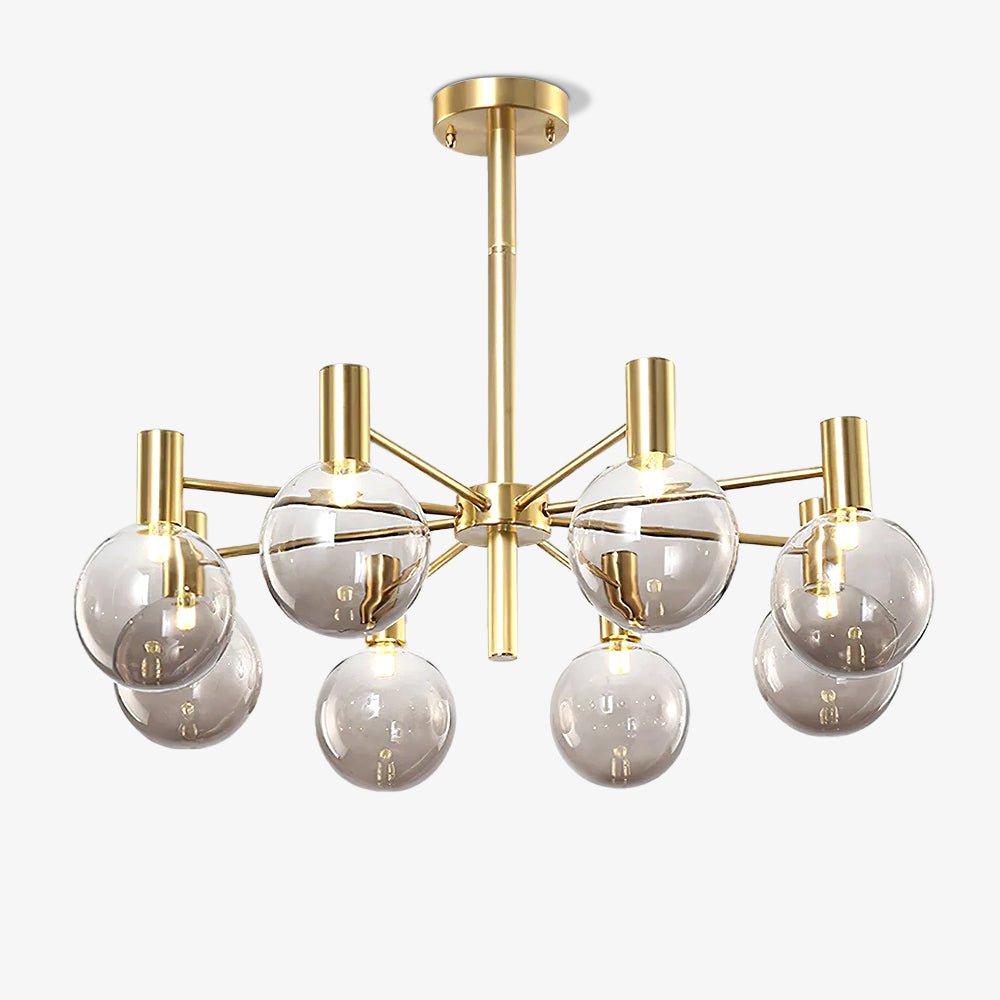 Lustra Chandelier Globe Glass Gold Frame Modern - Letslighting