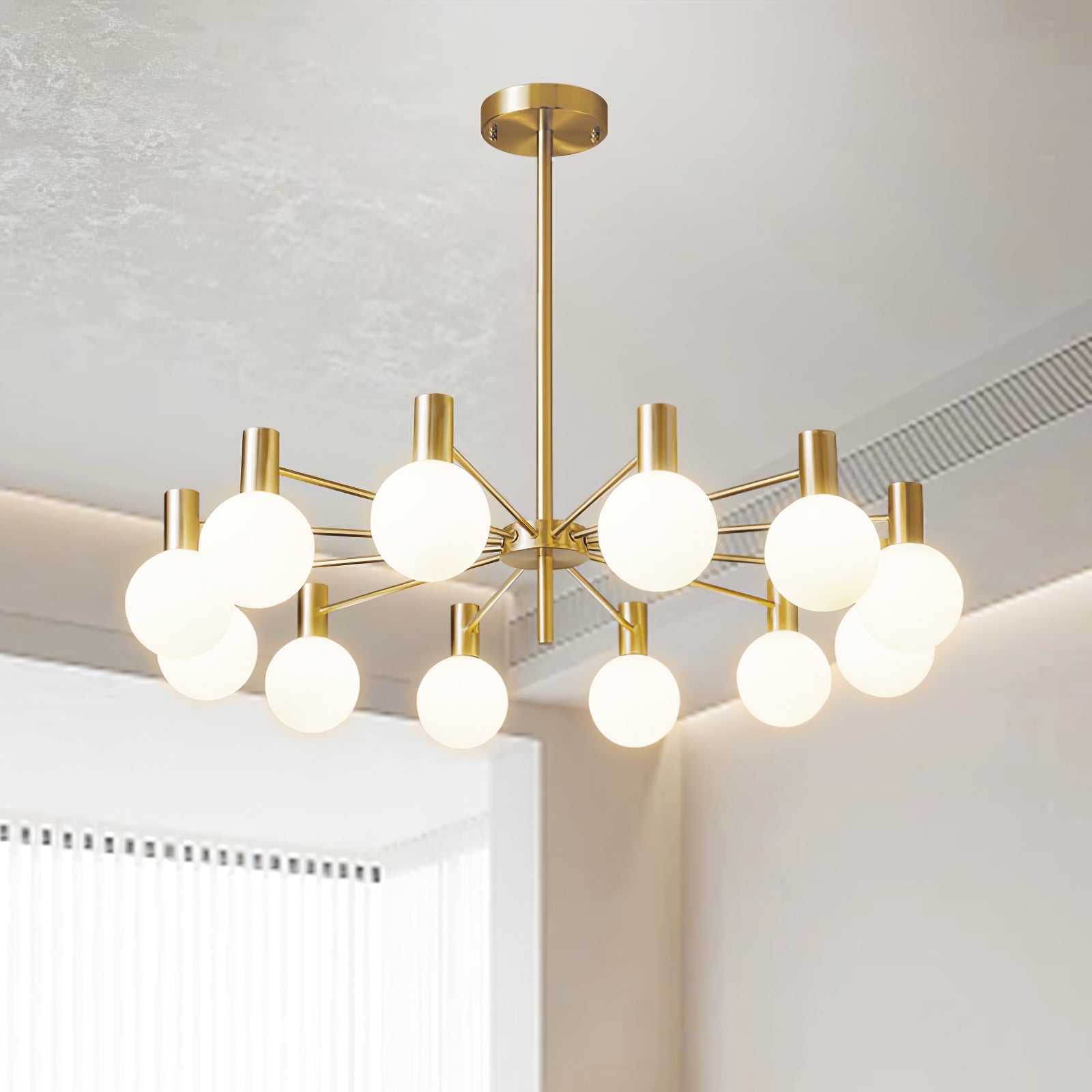 Lustra Chandelier Globe Glass Gold Frame Modern - Letslighting