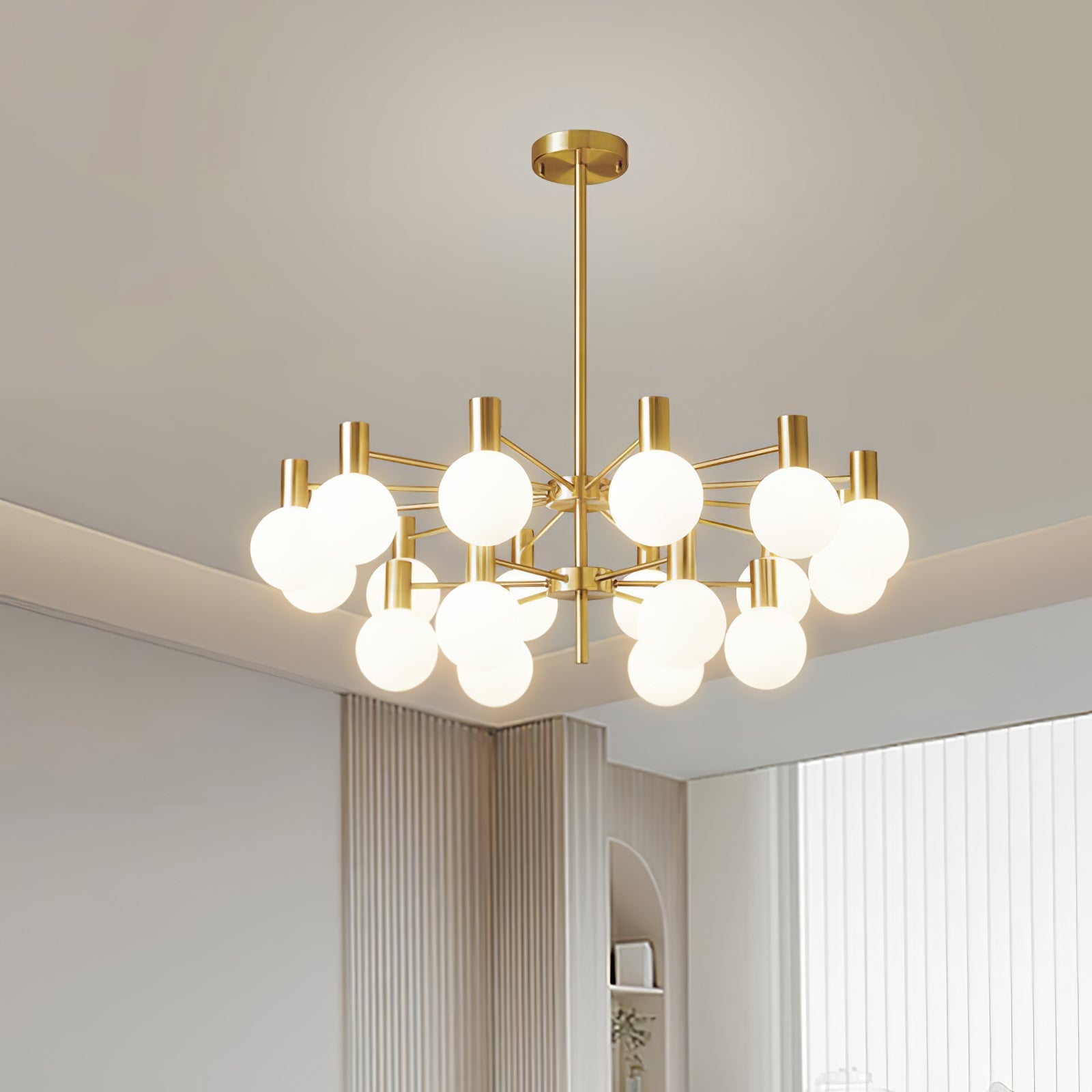 Lustra Chandelier Globe Glass Gold Frame Modern - Letslighting