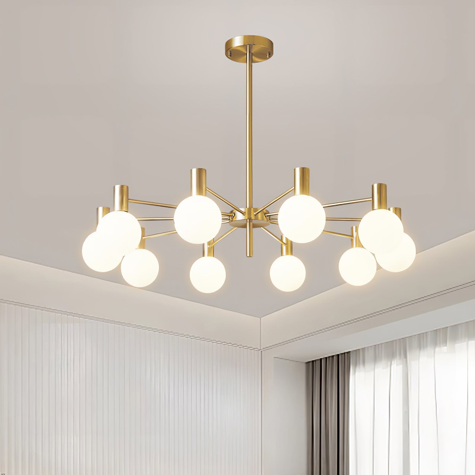 Lustra Chandelier Globe Glass Gold Frame Modern - Letslighting
