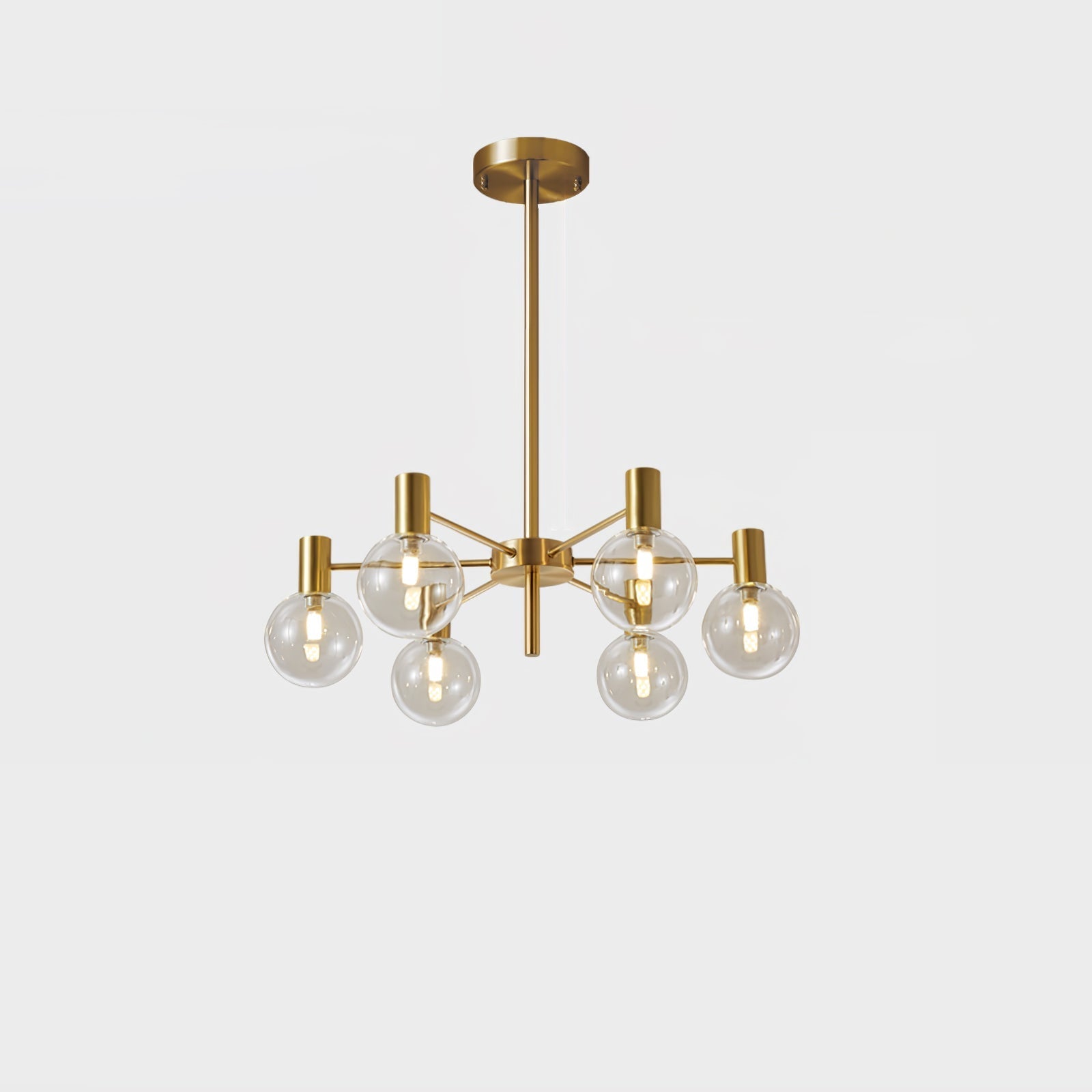 Lustra Chandelier Globe Glass Gold Frame Modern - Letslighting