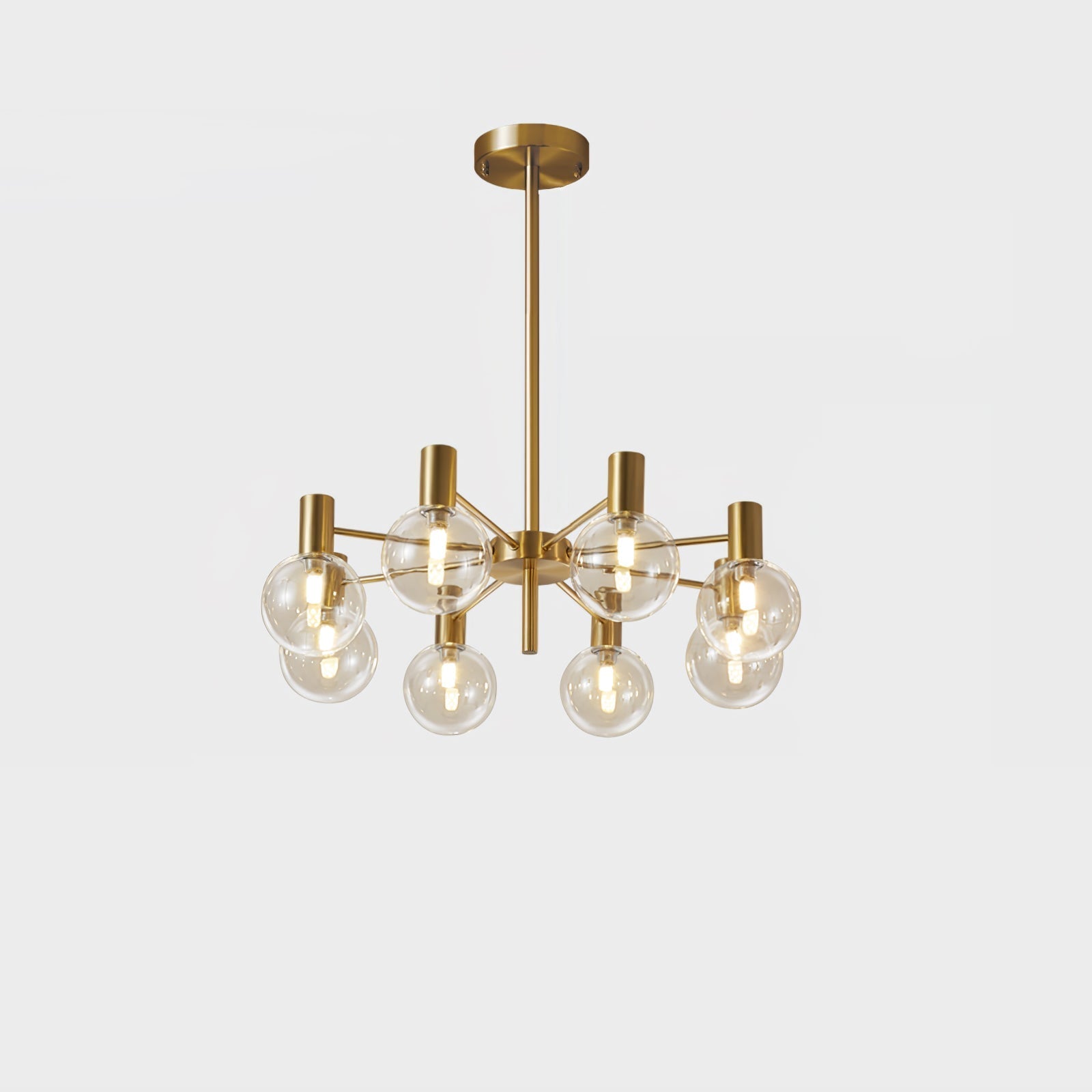 Lustra Chandelier Globe Glass Gold Frame Modern - Letslighting
