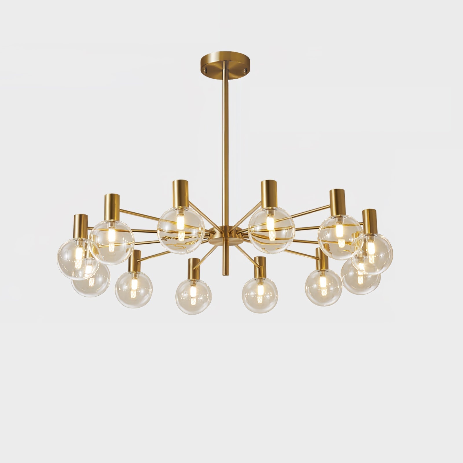 Lustra Chandelier Globe Glass Gold Frame Modern - Letslighting