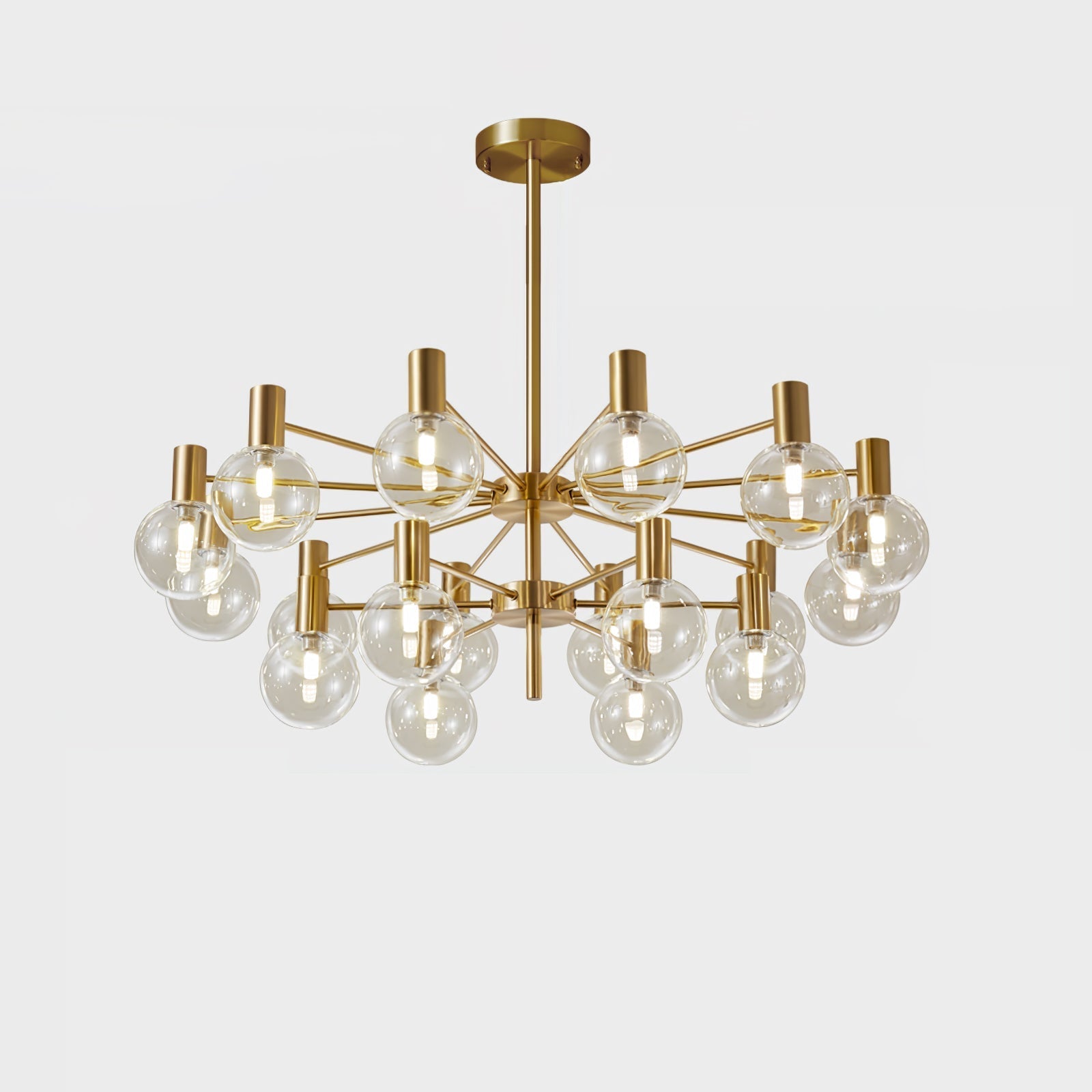 Lustra Chandelier Globe Glass Gold Frame Modern - Letslighting