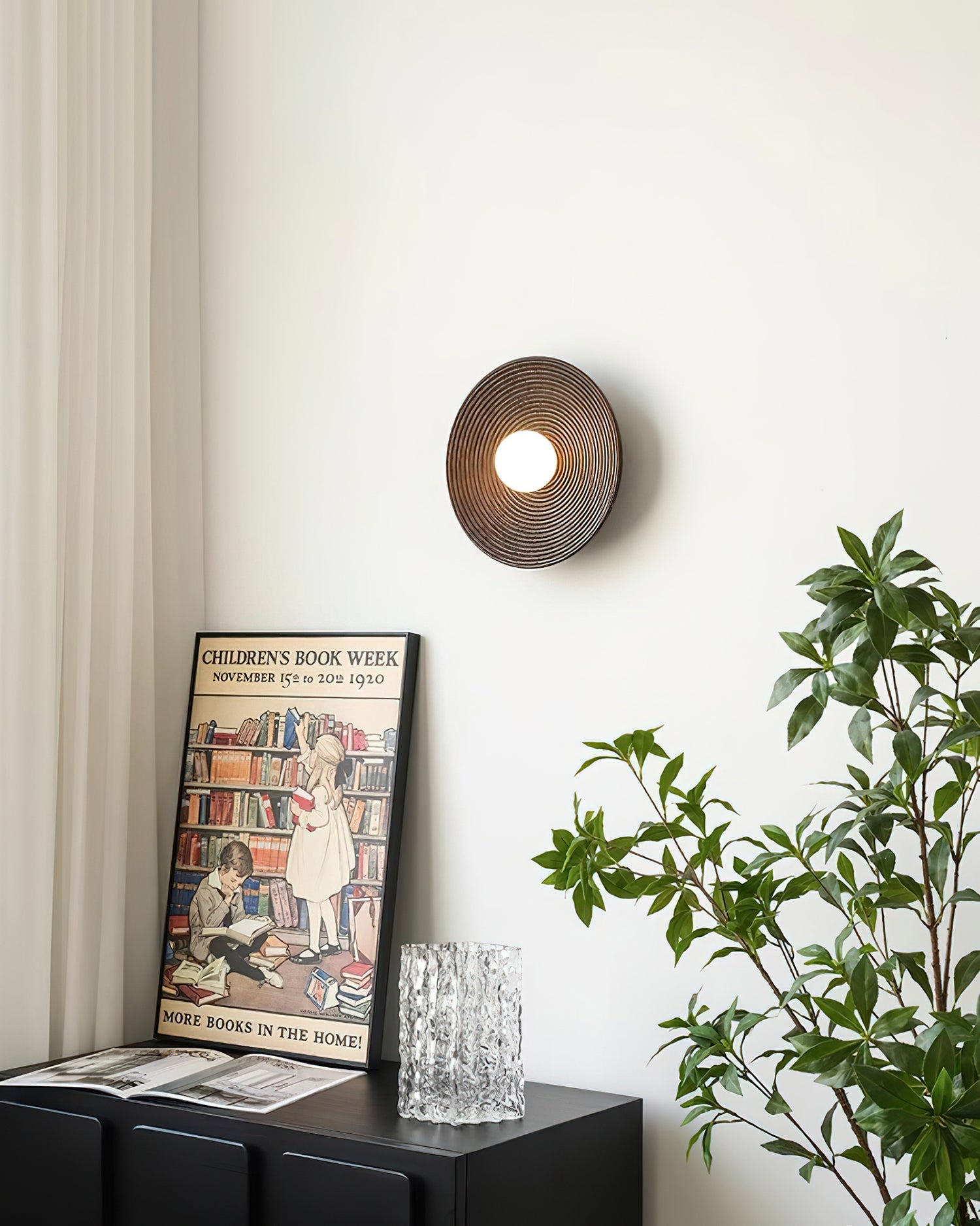 Serena Wall Lamp Wood Round Minimalist - Letslighting