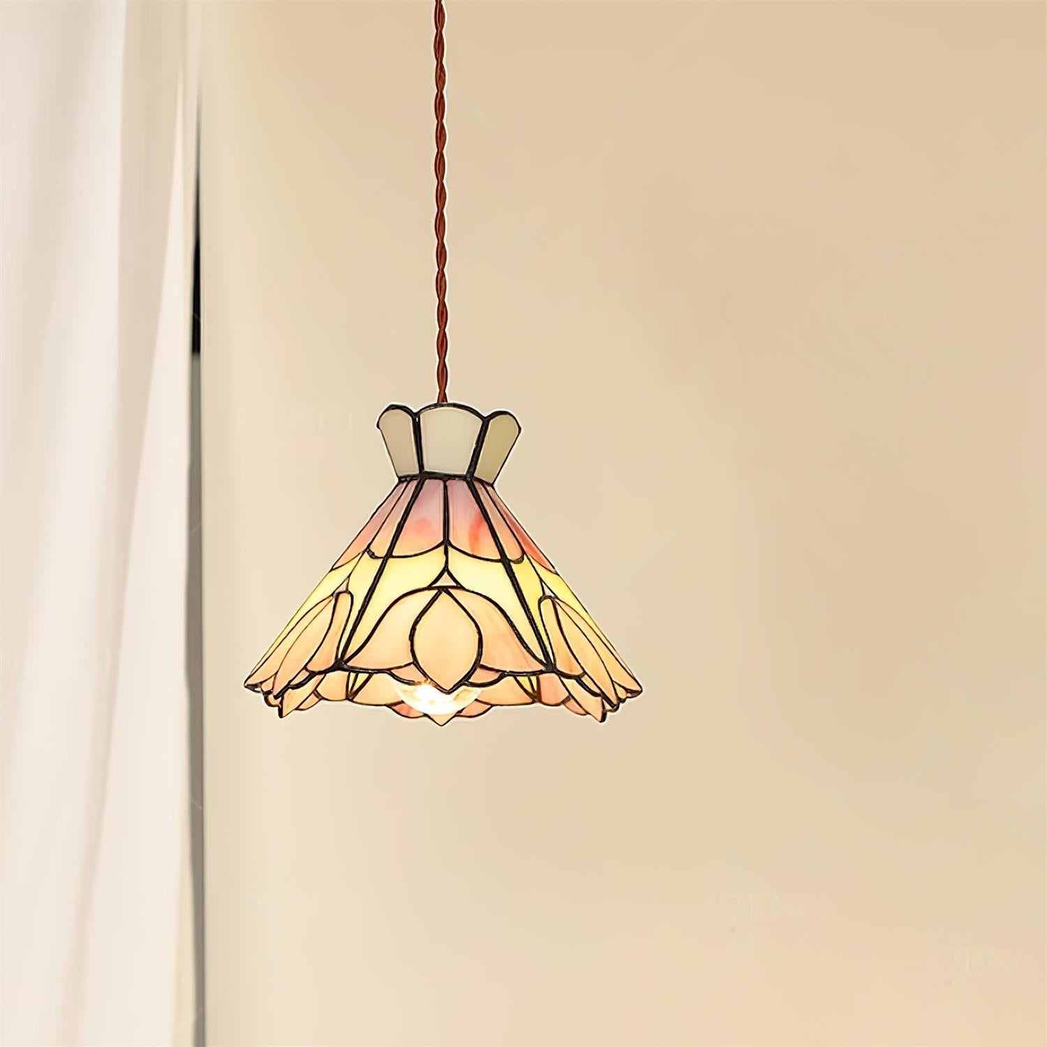 Tiffany Retro Glass Pendant Lights Pink Cream - Letslighting