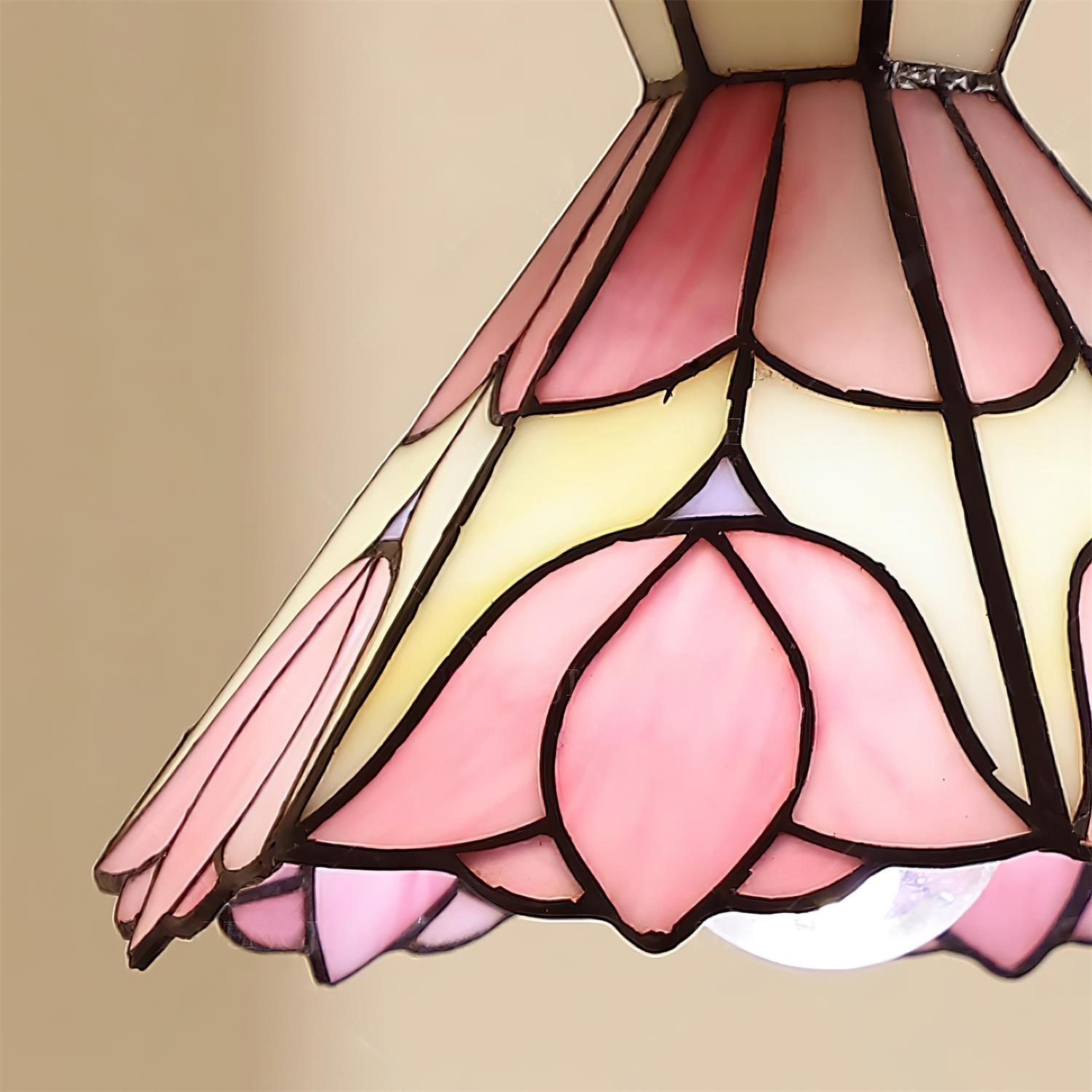 Tiffany Retro Glass Pendant Lights Pink Cream - Letslighting