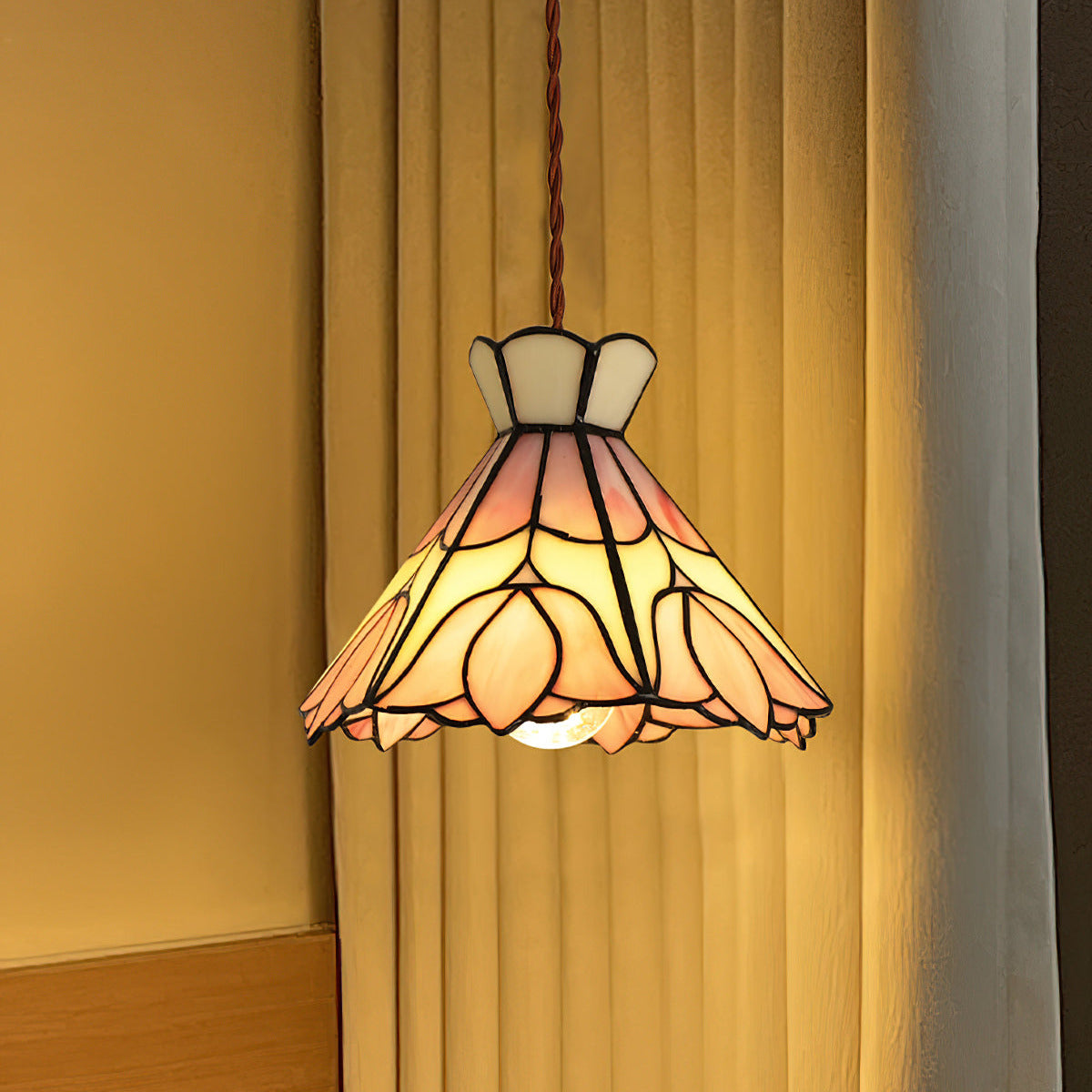 Tiffany Retro Glass Pendant Lights Pink Cream - Letslighting