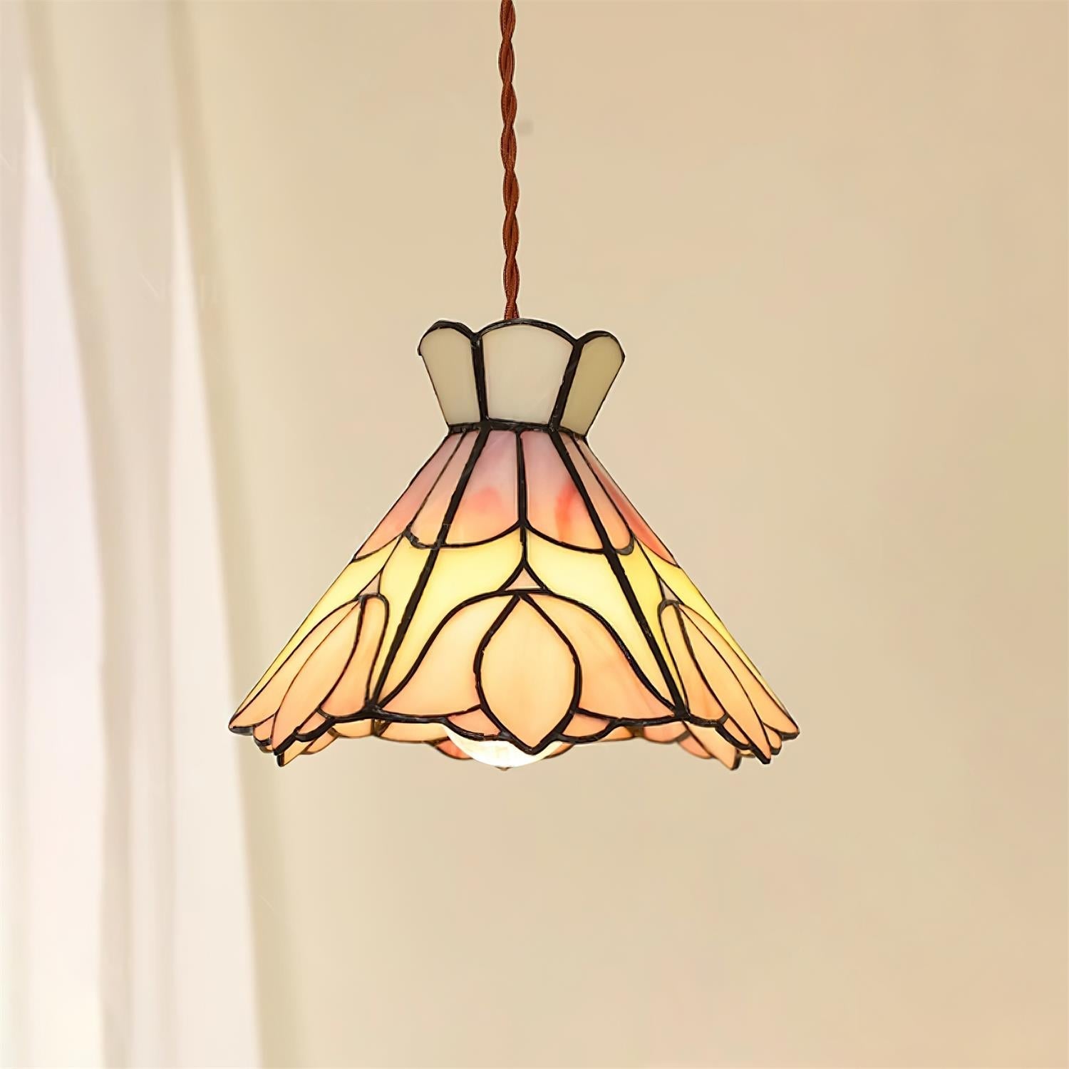 Tiffany Retro Glass Pendant Lights Pink Cream - Letslighting