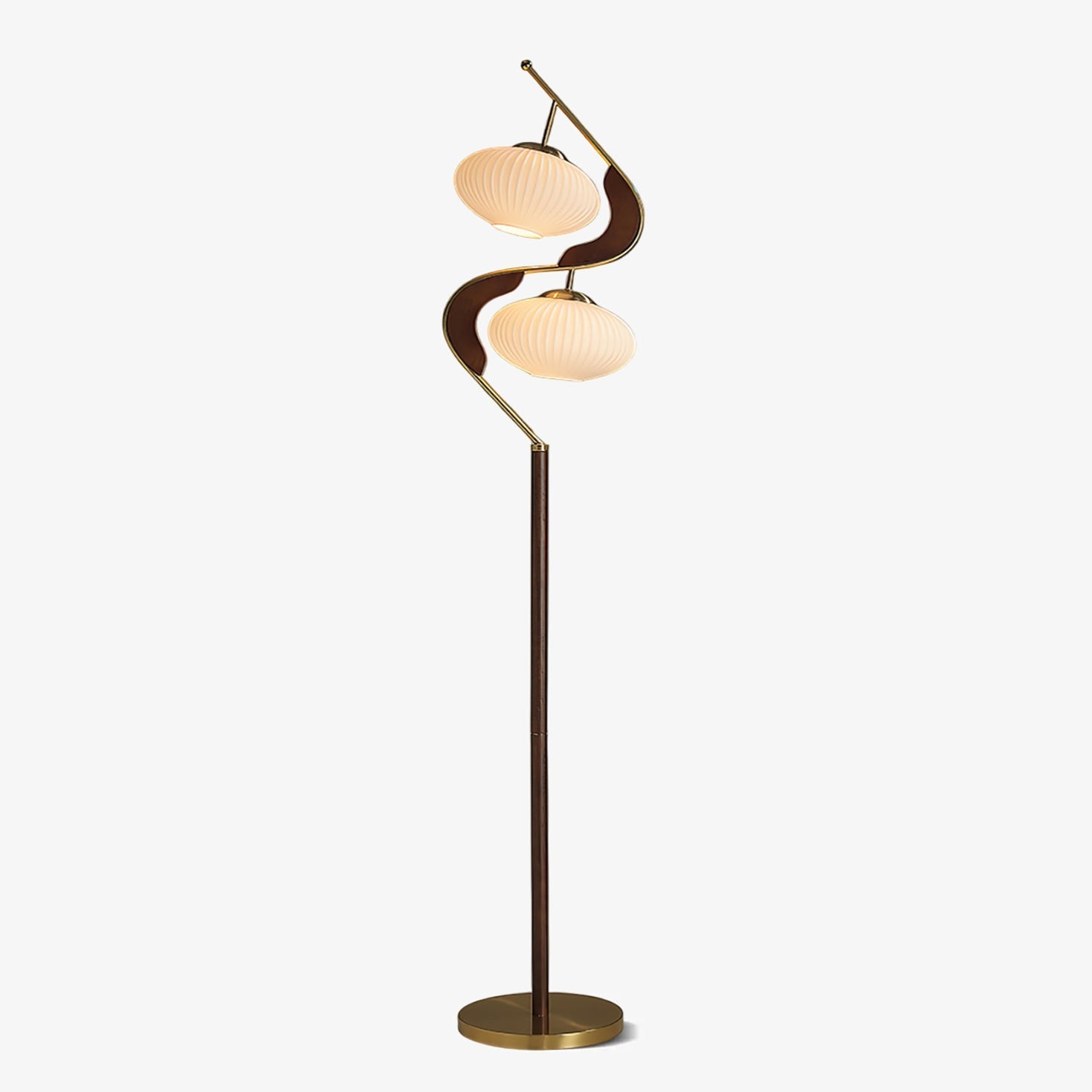Serenita Modern Wood & Glass Floor Lamp
