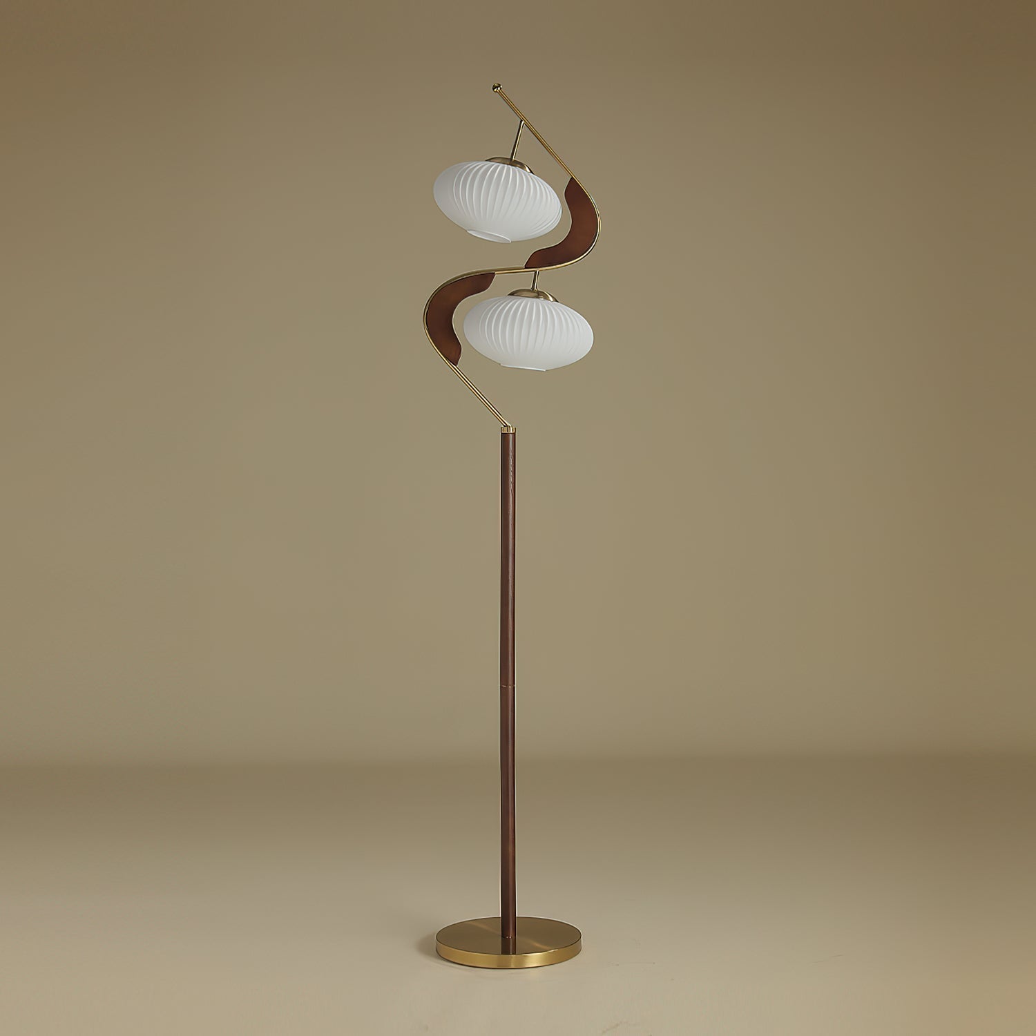 Serenita Modern Wood & Glass Floor Lamp