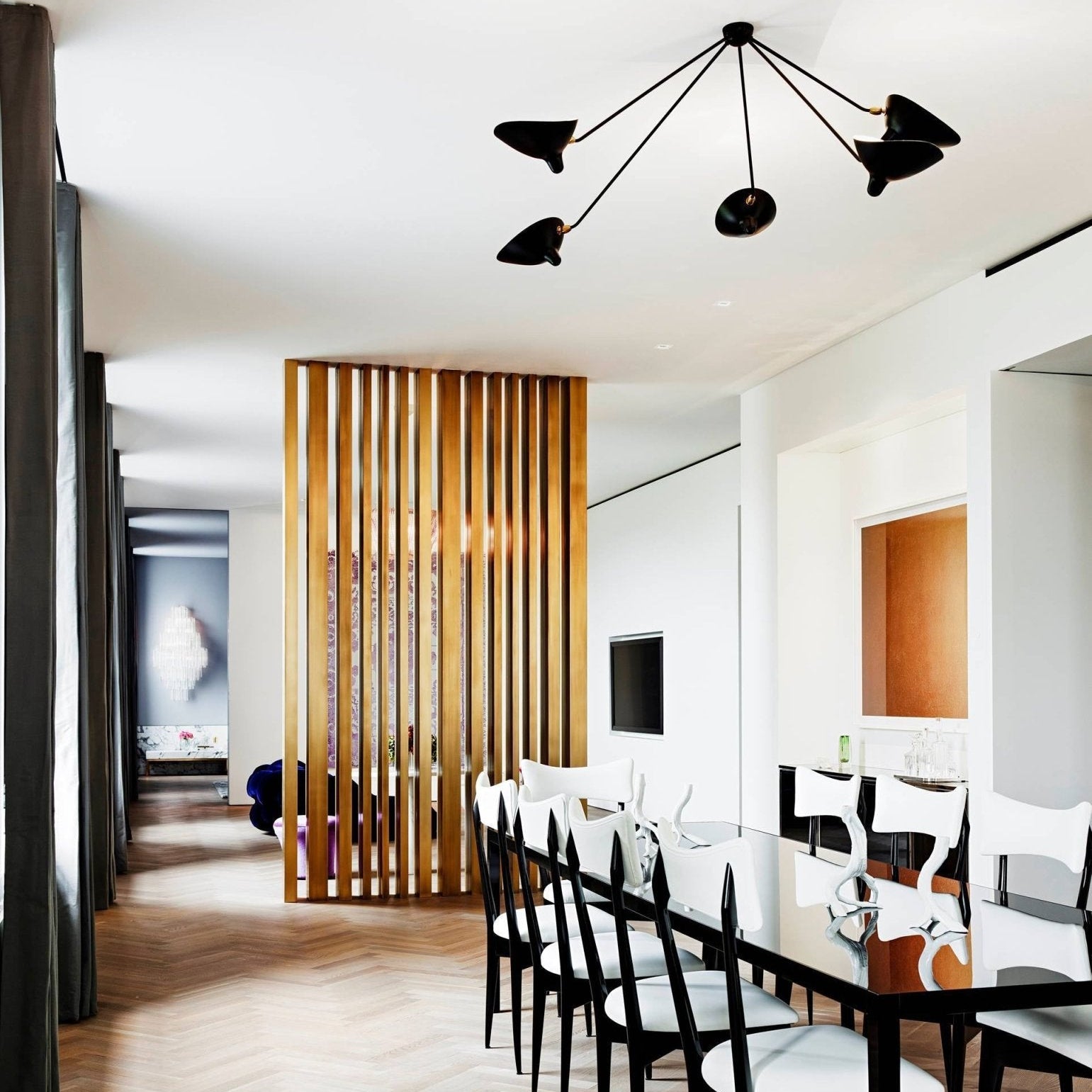 Solara Ceiling Lamp Three Arm Black Sculptural - Letslighting