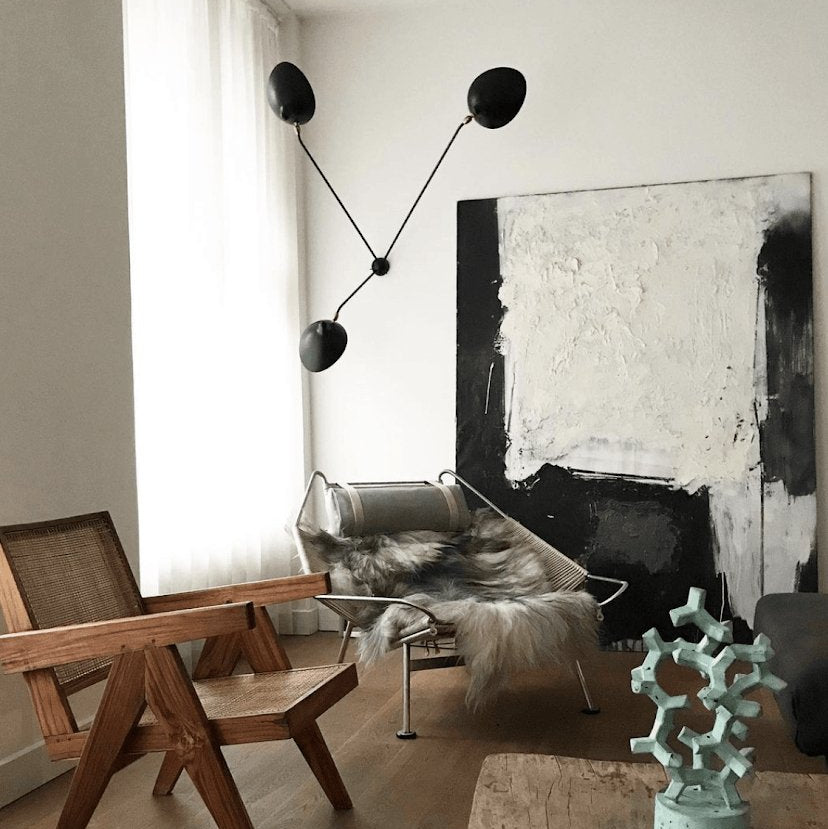 Solara Ceiling Lamp Three Arm Black Sculptural - Letslighting
