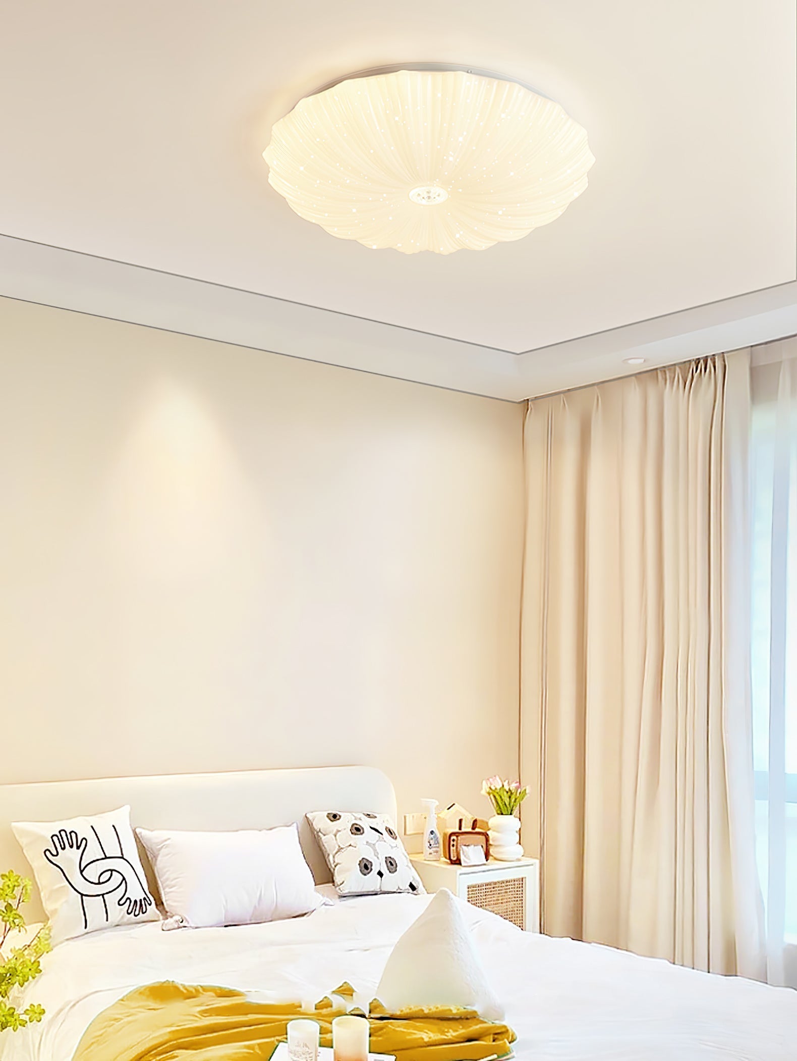 Coloria Nordic Art Shell Round Ceiling Lamp - Letslighting
