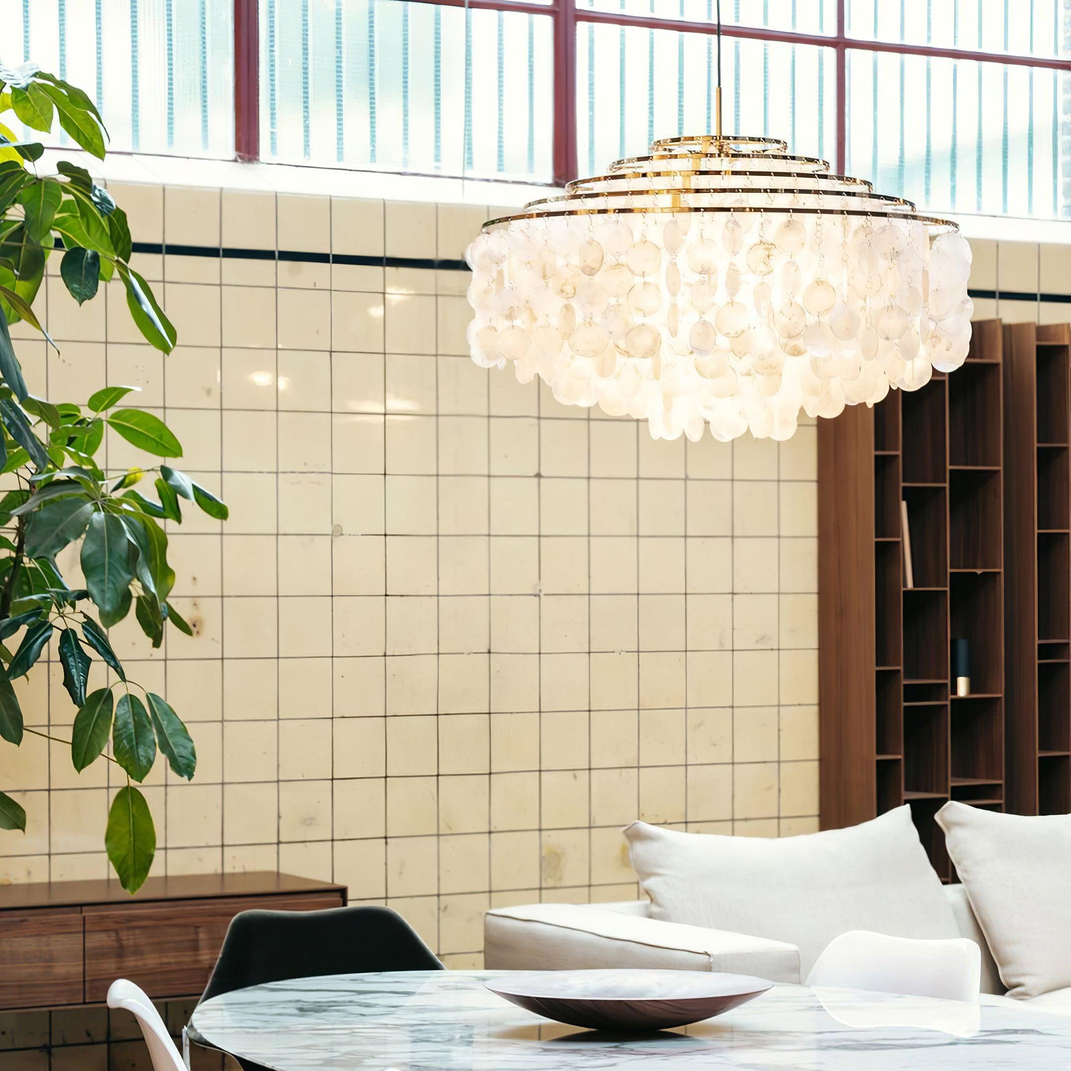 Elios Elegant Capiz Shell Chandelier - Letslighting
