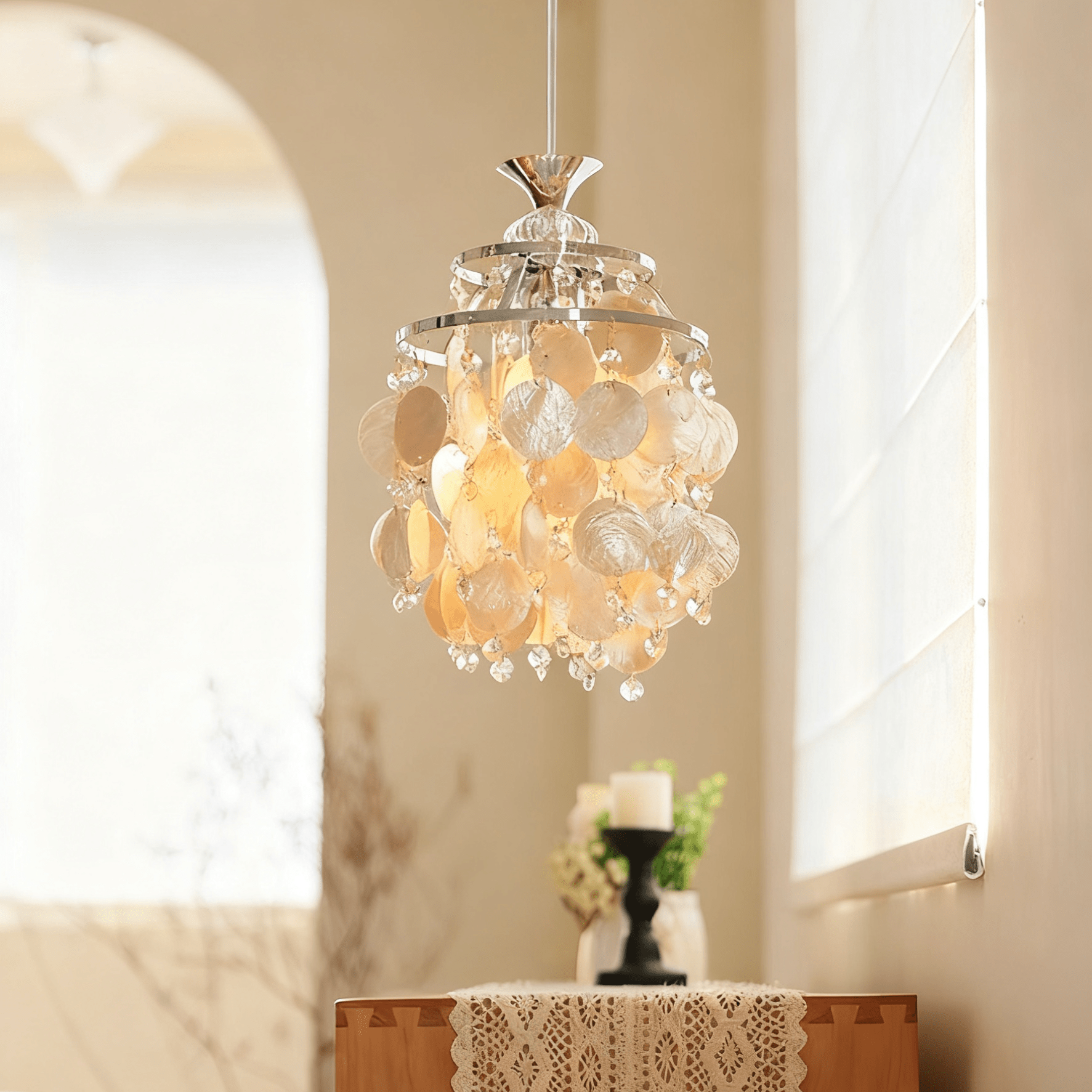 Shell Elegant Crystal Glass Pendant Light