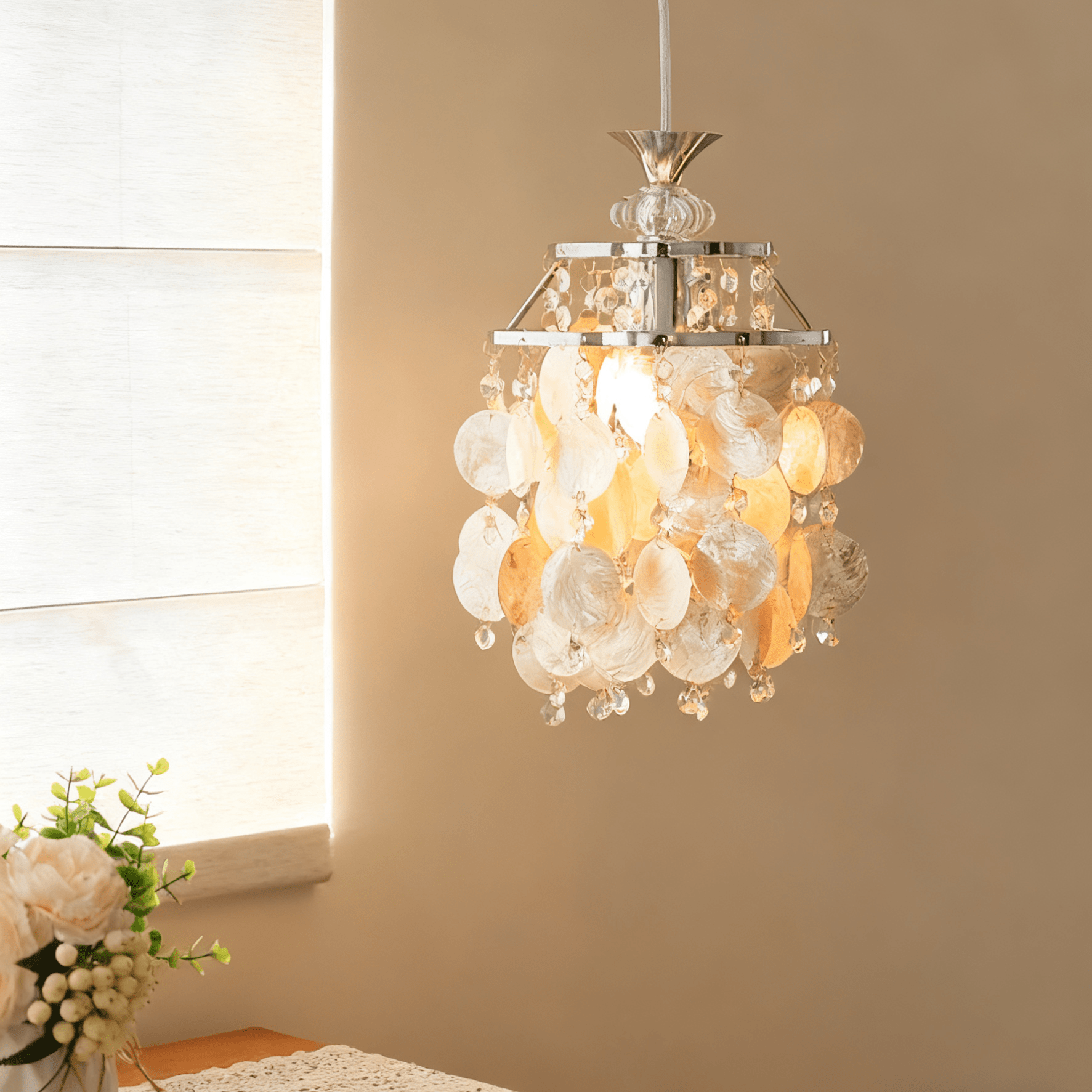 Shell Elegant Crystal Glass Pendant Light