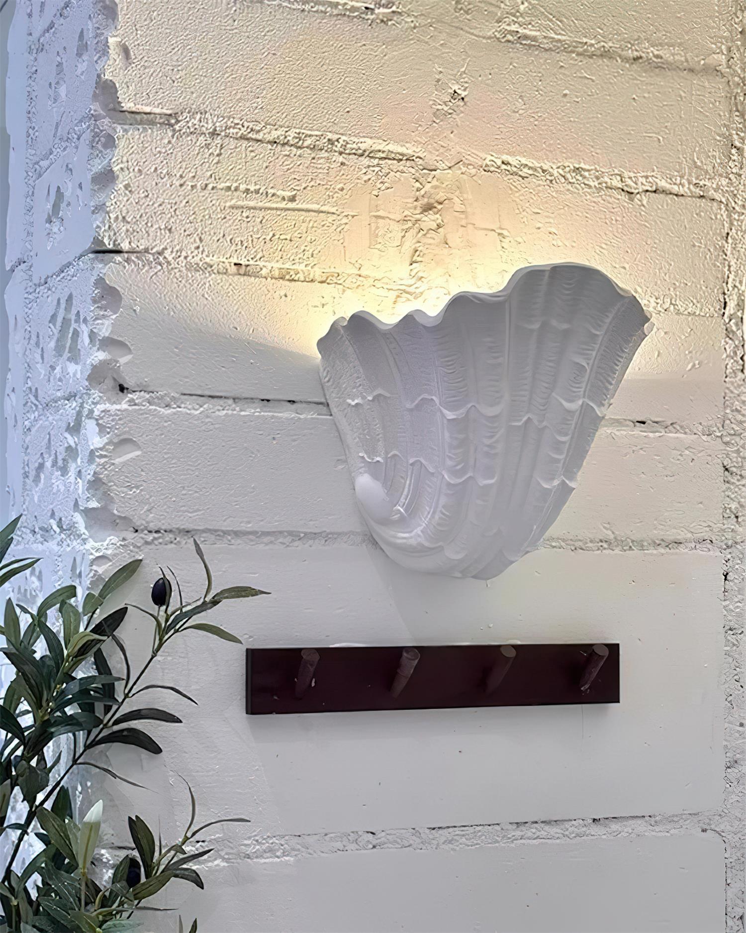 Wall Lamp Shell Plaster Handcrafted Seashell Shape Artistic - Letslighting