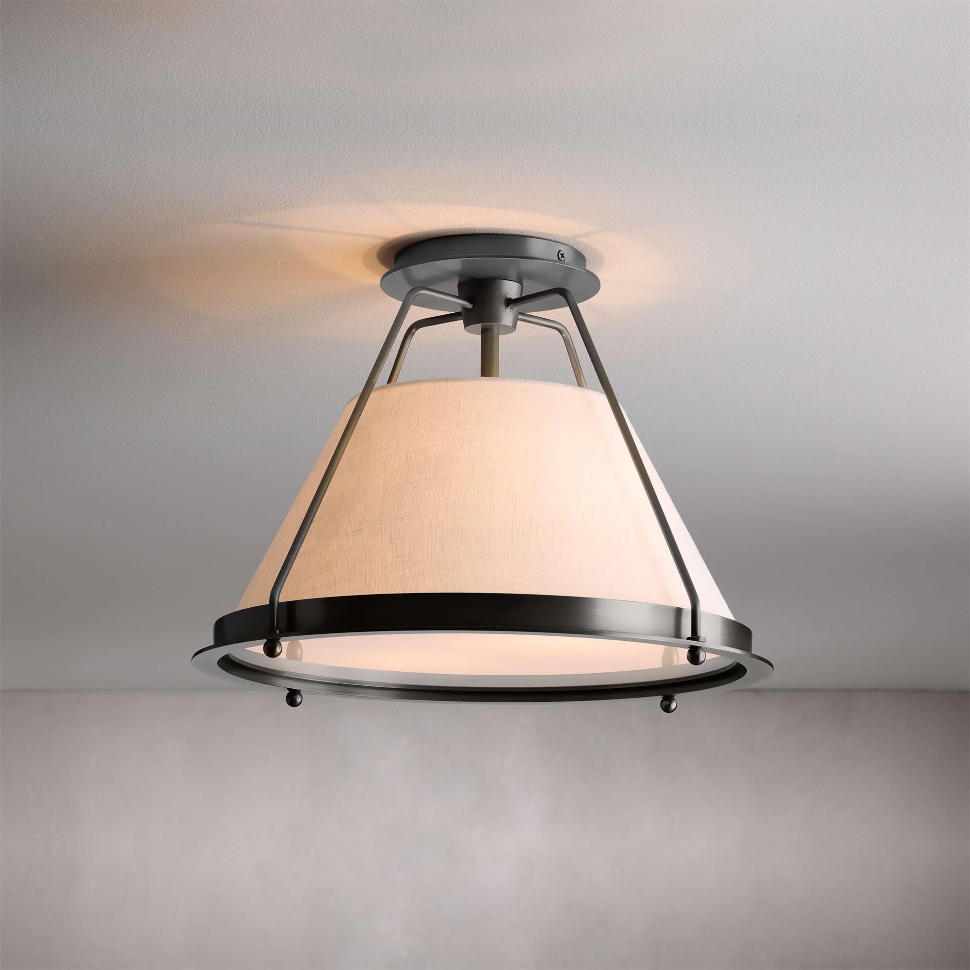 Ardennes Vintage Industrial Fabric Flush Mount Ceiling Light - Letslighting