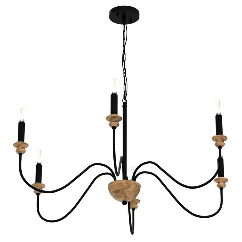 Zalaeira Vintage Industrial Traditional Wooden Chandelier - Letslighting