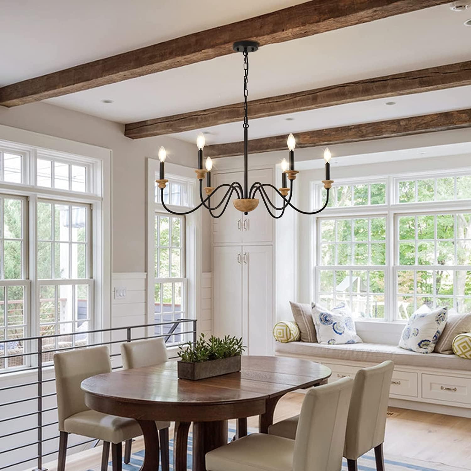 Zalaeira Vintage Industrial Traditional Wooden Chandelier - Letslighting