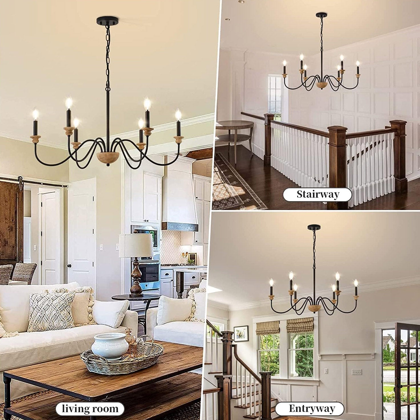 Zalaeira Vintage Industrial Traditional Wooden Chandelier - Letslighting