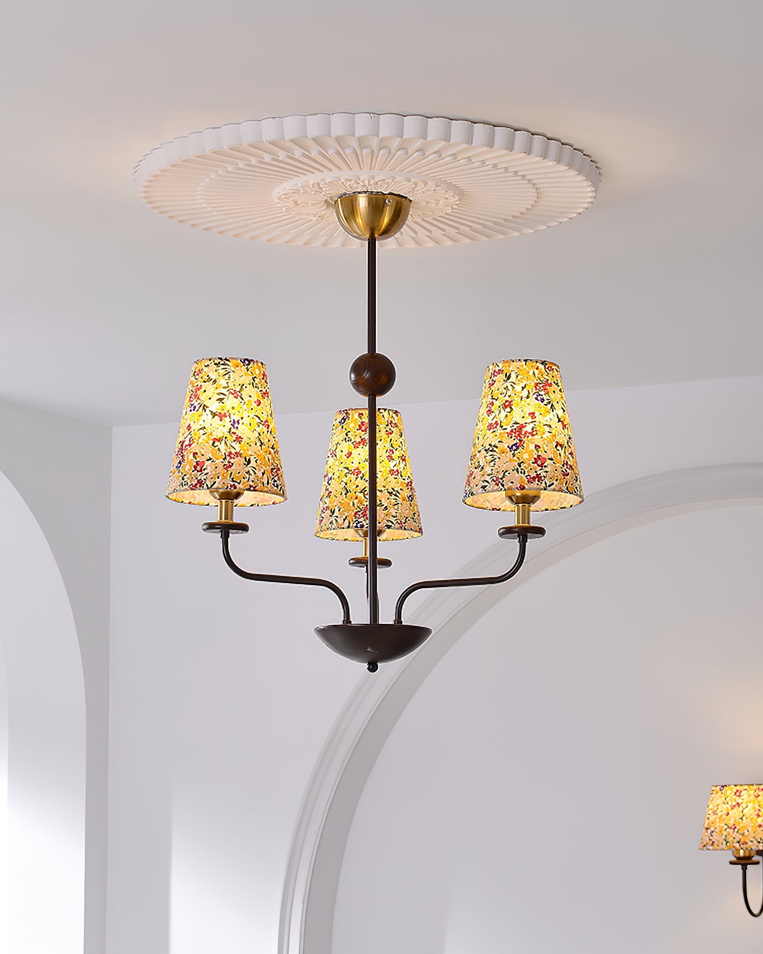 Siena Chandelier Floral Fabric Shade Six-Arm - Letslighting