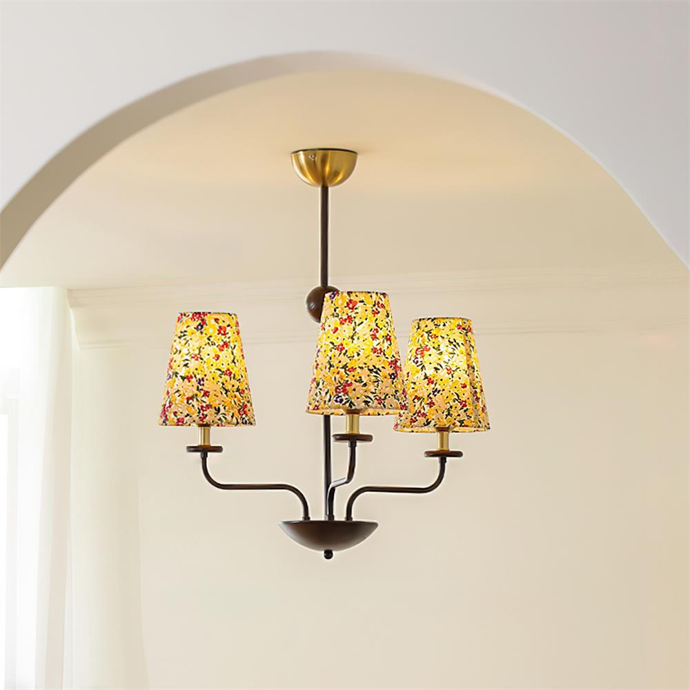 Siena Chandelier Floral Fabric Shade Six-Arm - Letslighting