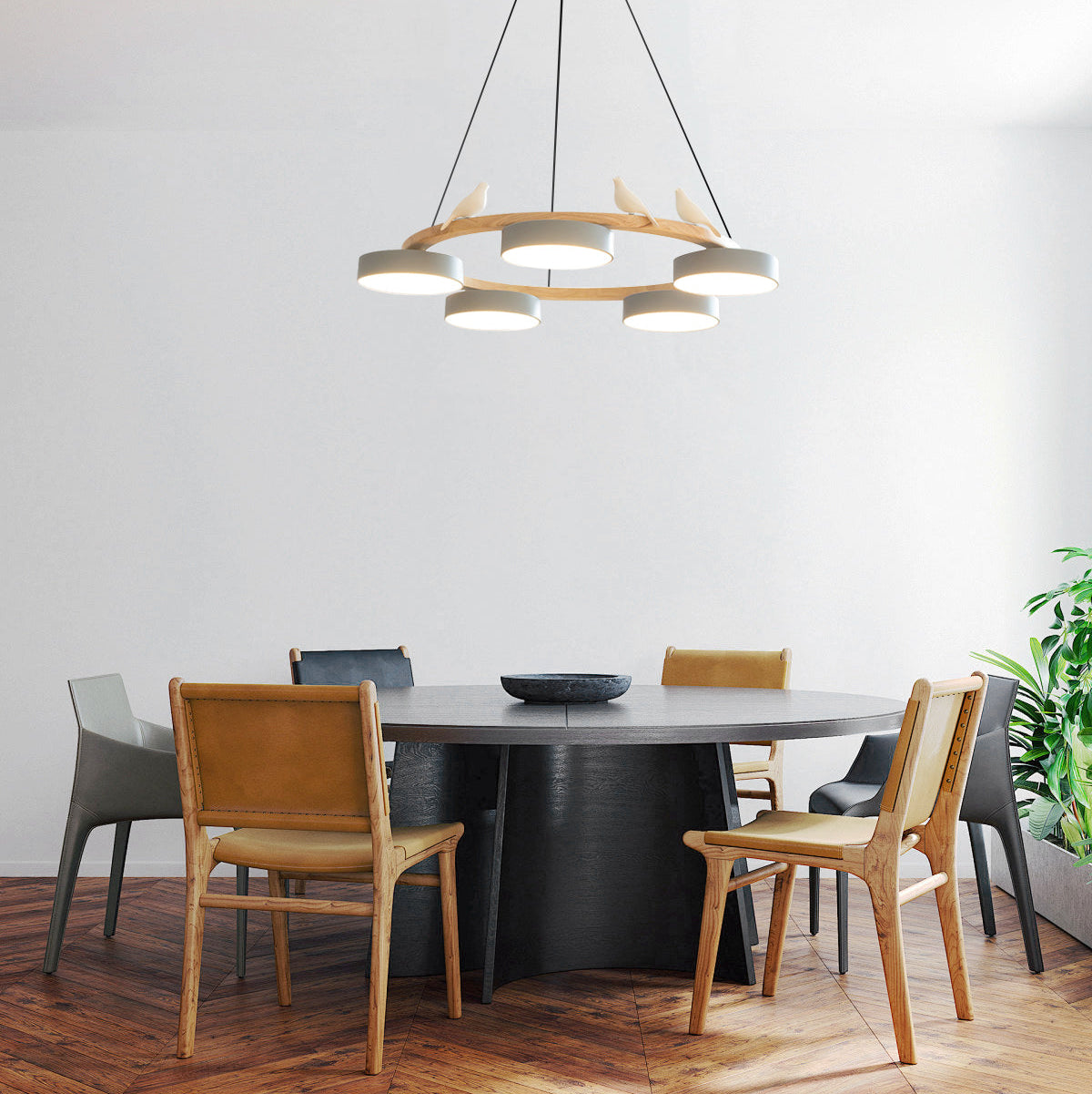 Muto Chandelier Bird Round