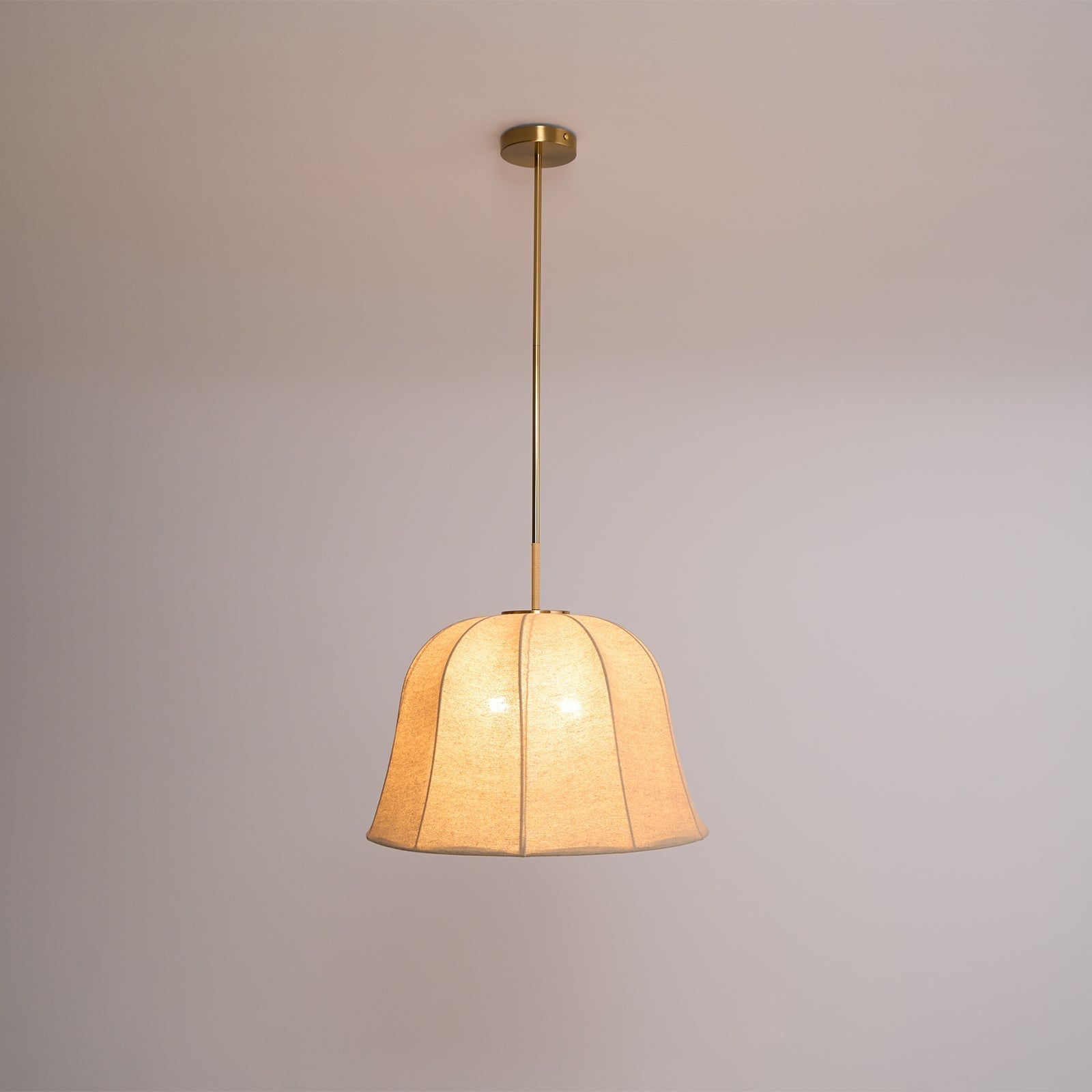 Ritta Bell Brass Pendant Lightm Fabric Line - Letslighting