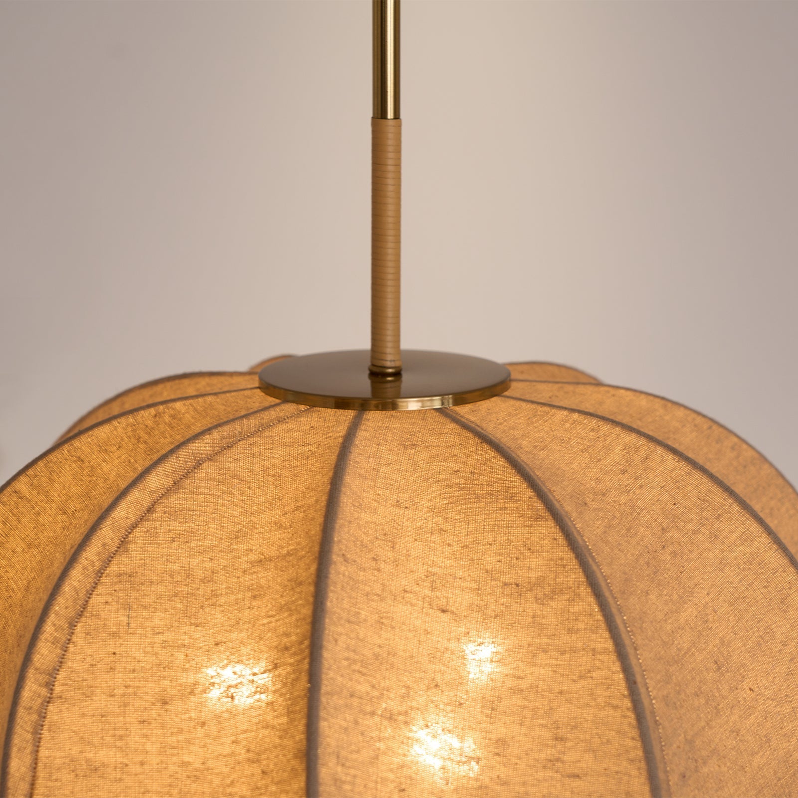 Ritta Bell Brass Pendant Lightm Fabric Line - Letslighting