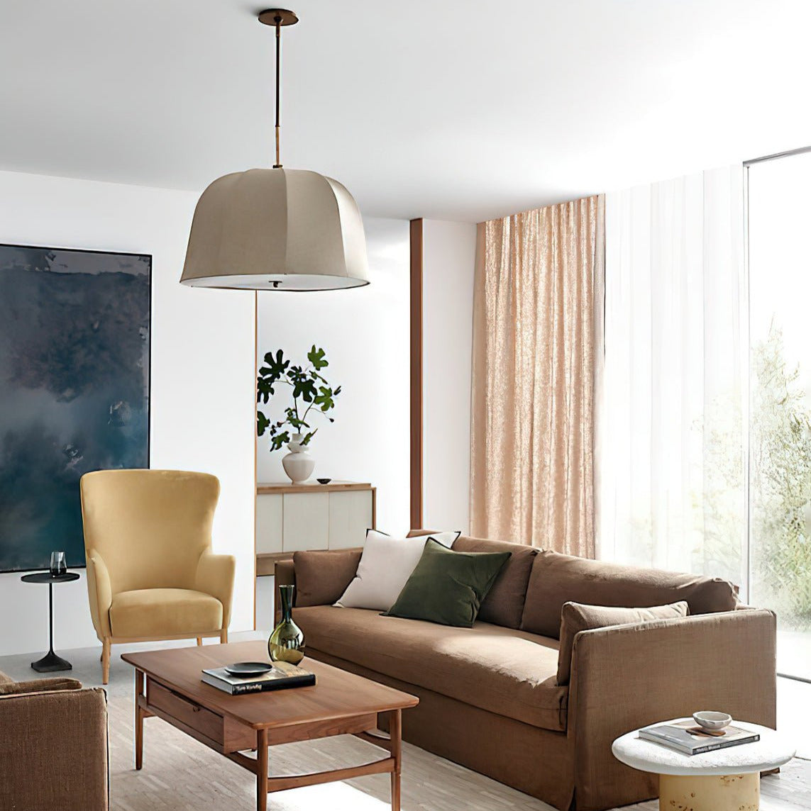 Ritta Bell Brass Pendant Lightm Fabric Line - Letslighting