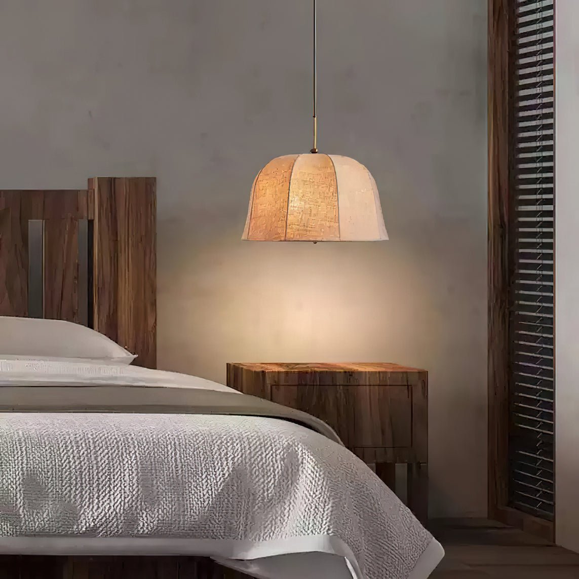 Ritta Bell Brass Pendant Lightm Fabric Line - Letslighting