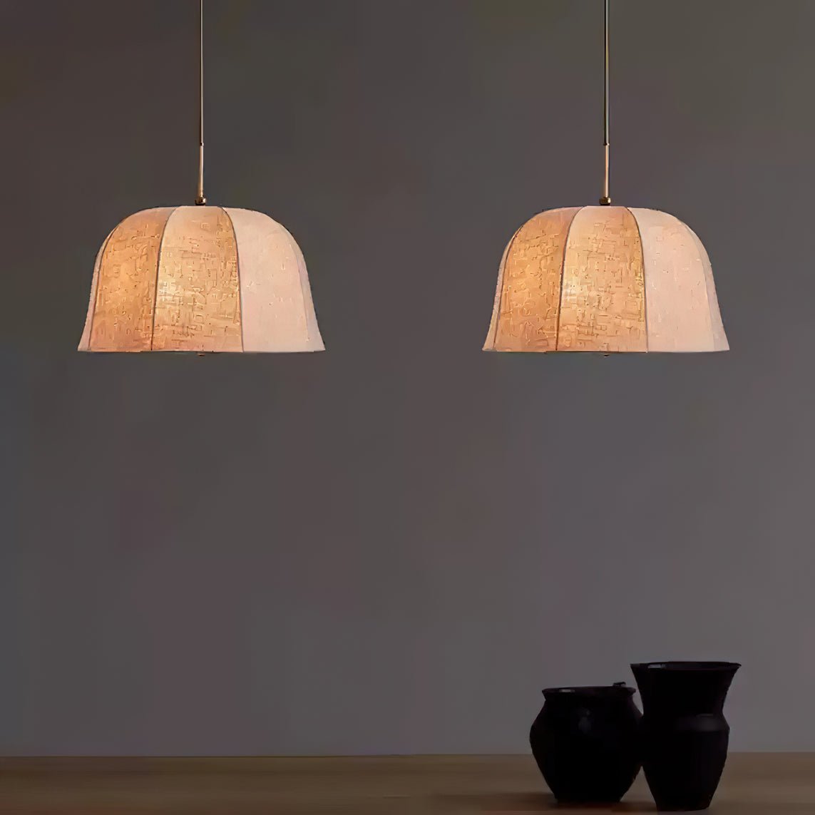 Ritta Bell Brass Pendant Lightm Fabric Line - Letslighting