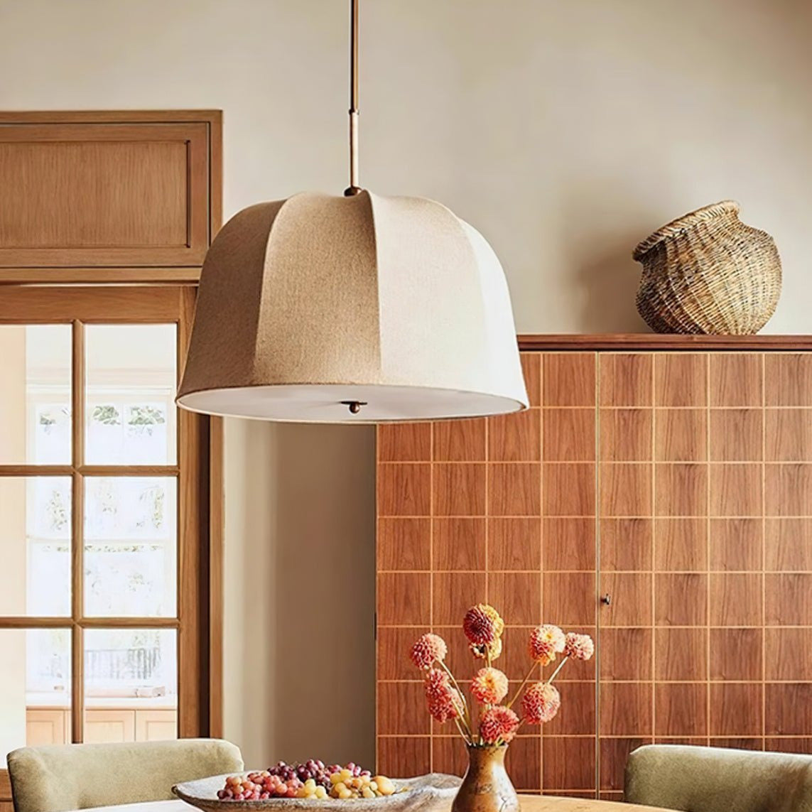 Ritta Bell Brass Pendant Lightm Fabric Line - Letslighting