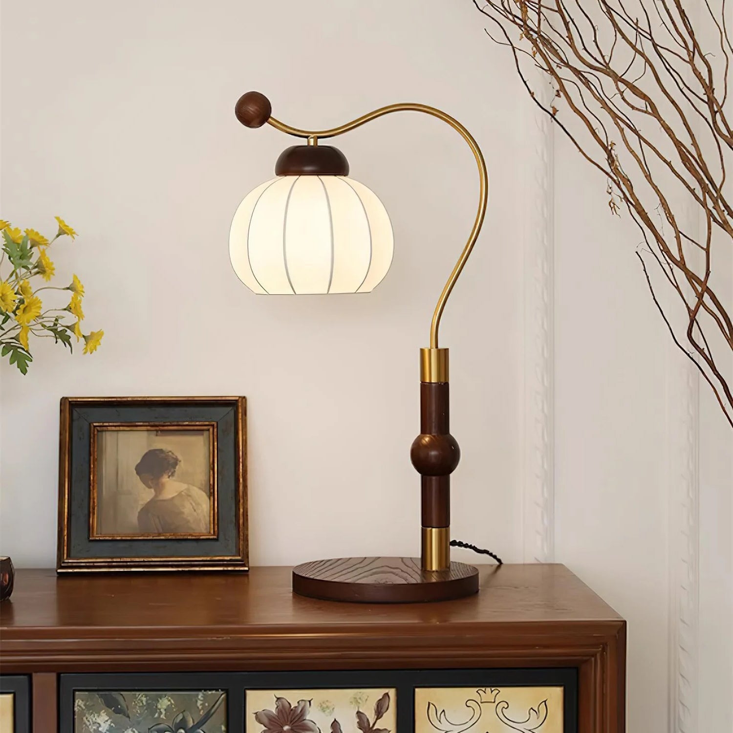 Zyran Silk Wood Retro Table Lamp - Letslighting