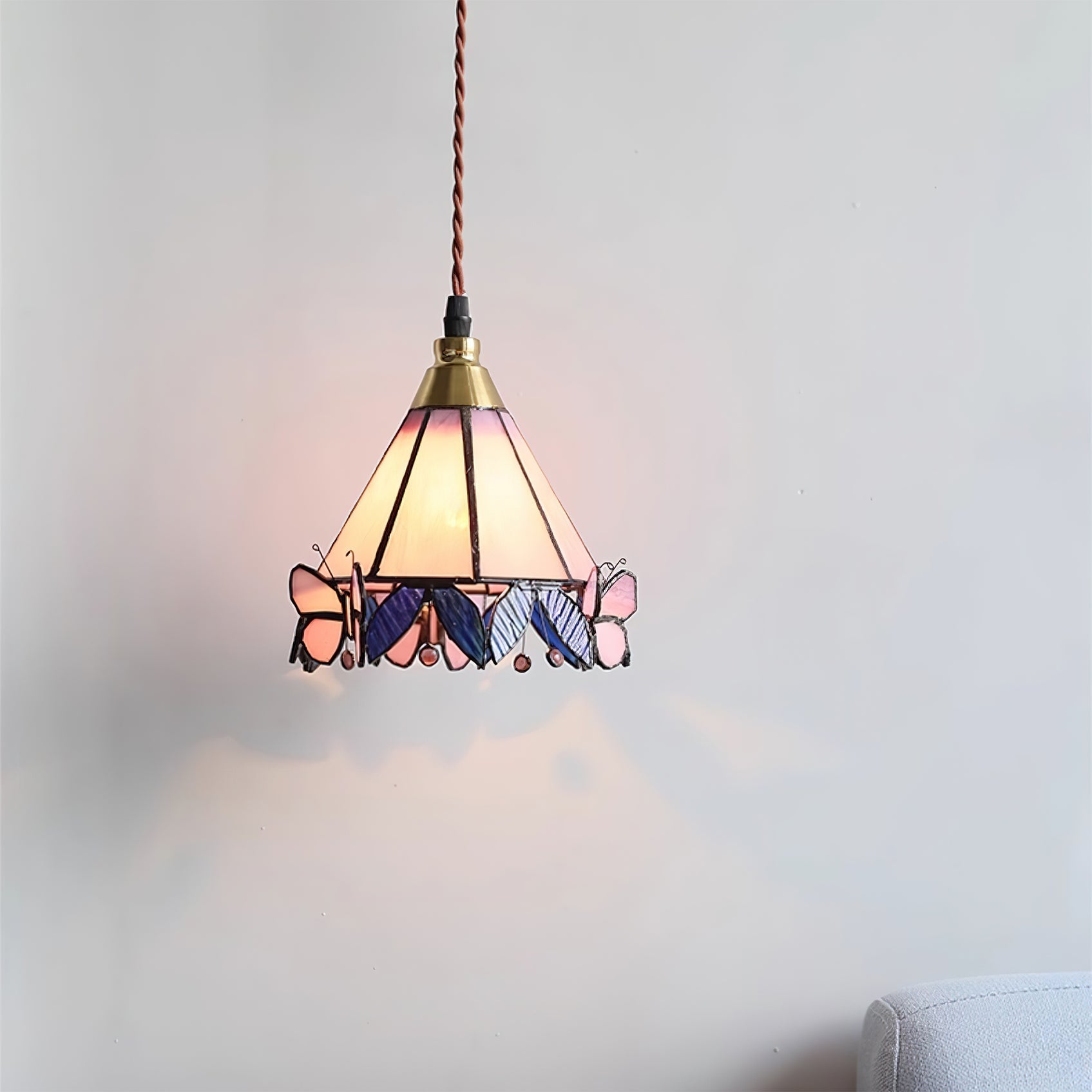 Tiffany Butterfly Tiffany Pink Pendant Light - Letslighting