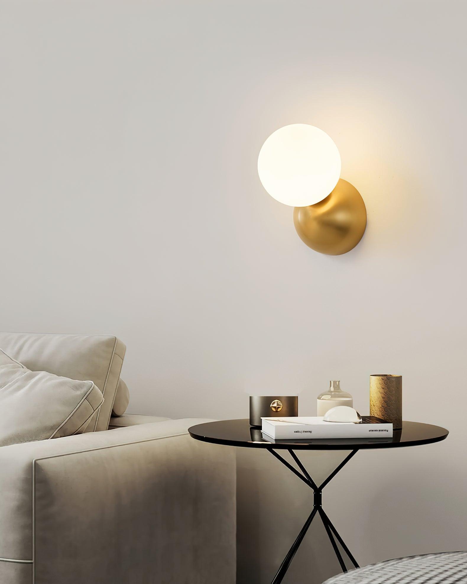 Lysola Sphere Glass Brass Wall Light - Letslighting