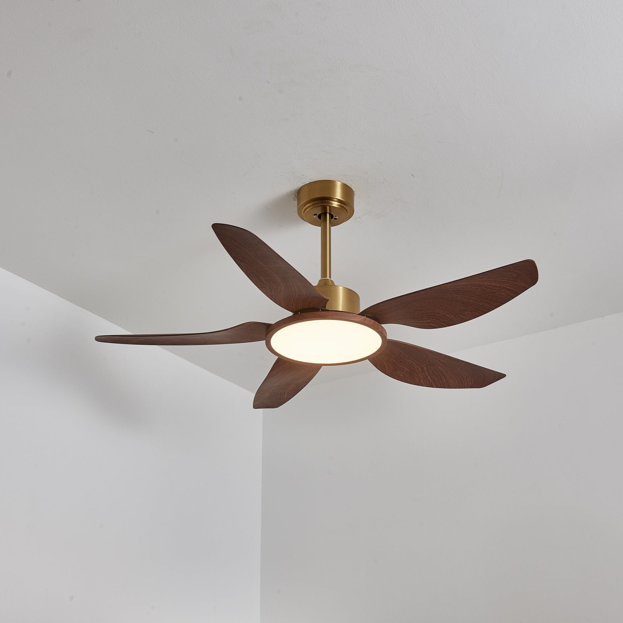 Aurelia Modern Wood Brass Ceiling Fan Light - Letslighting
