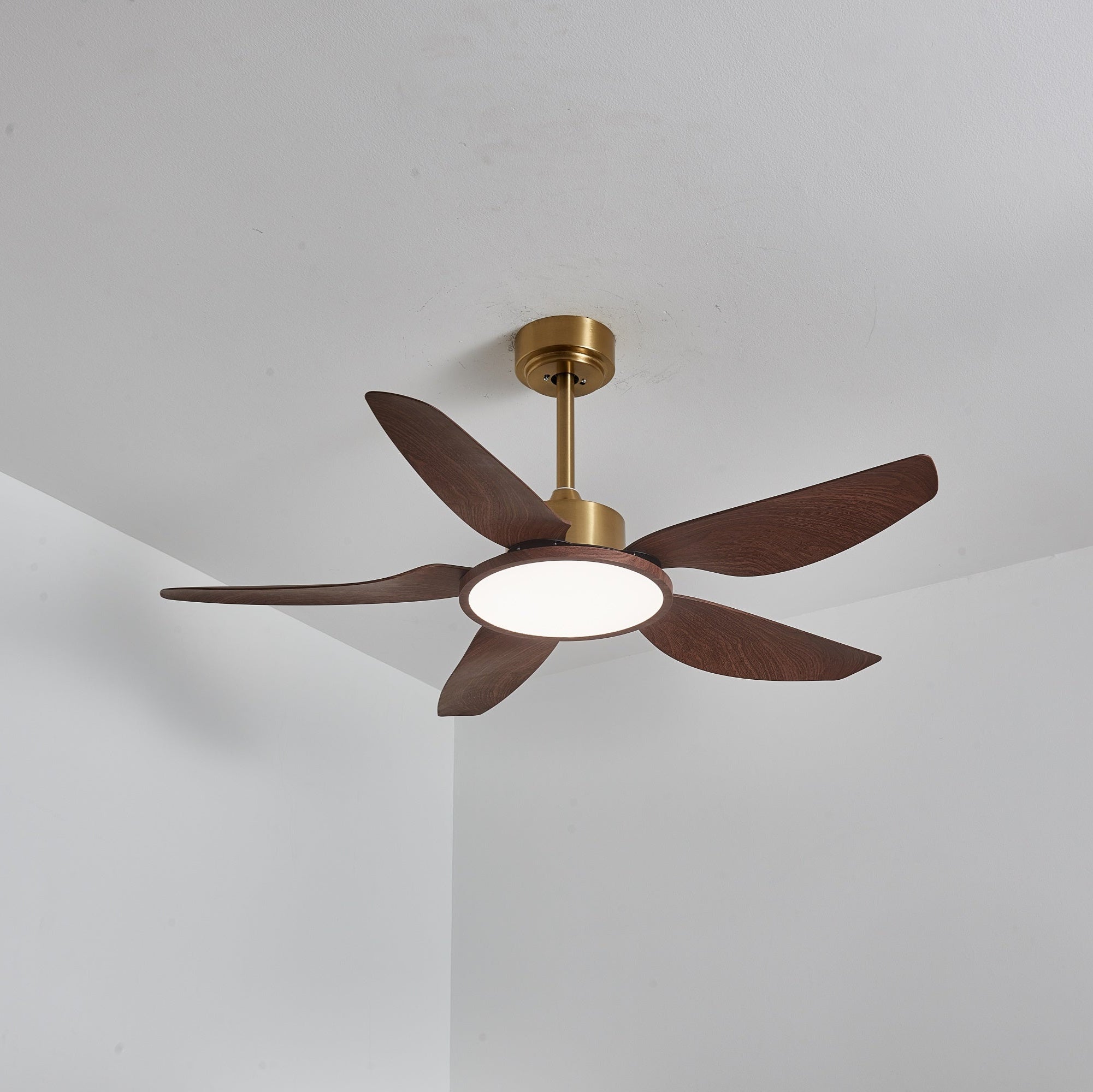 Aurelia Modern Wood Brass Ceiling Fan Light - Letslighting