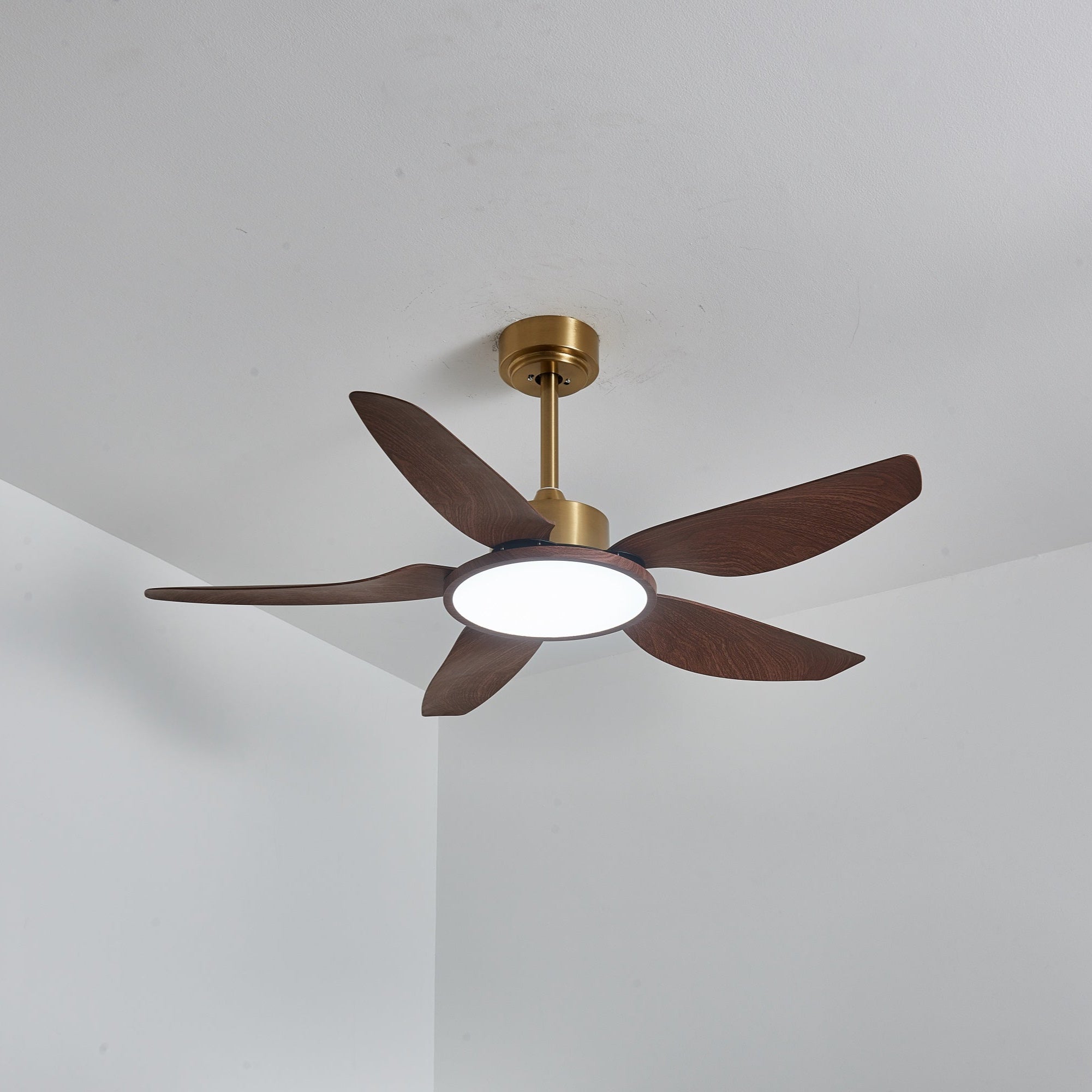 Aurelia Modern Wood Brass Ceiling Fan Light - Letslighting
