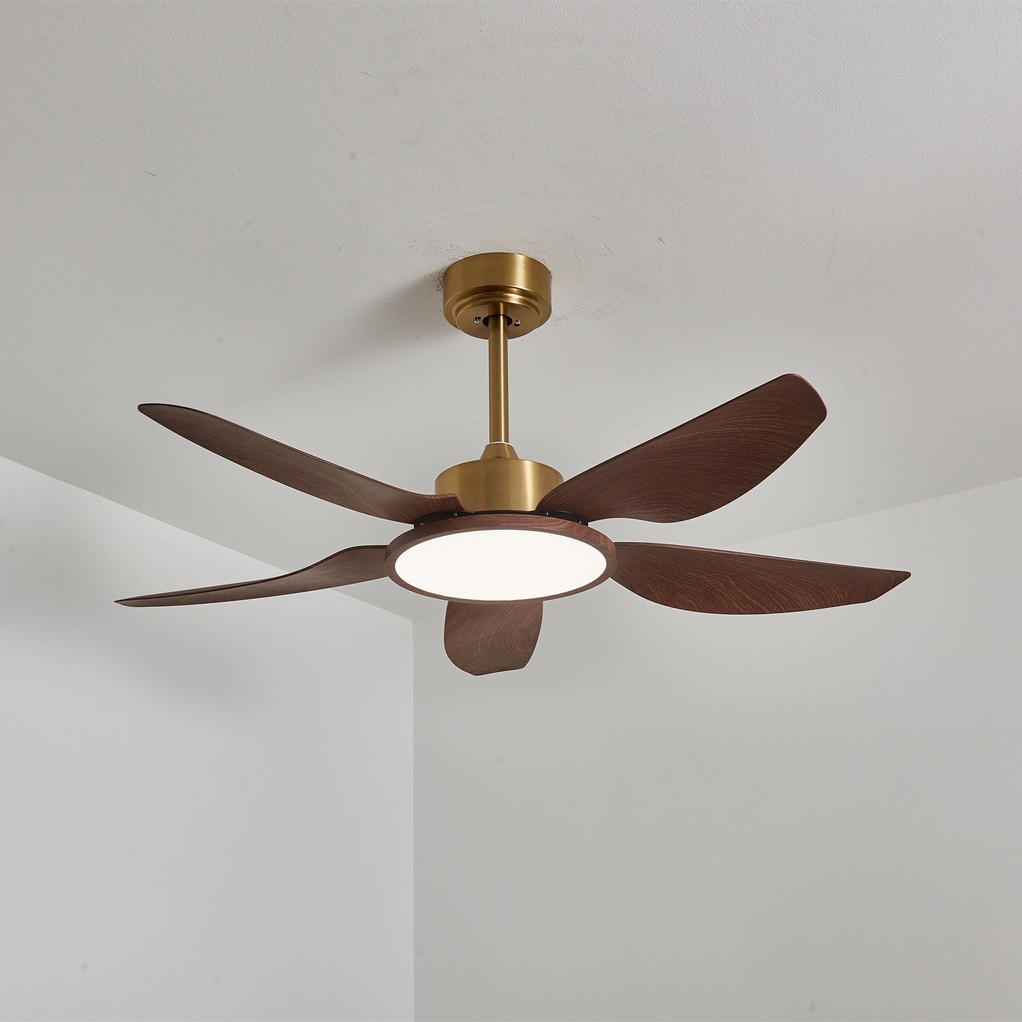 Aurelia Modern Wood Brass Ceiling Fan Light - Letslighting