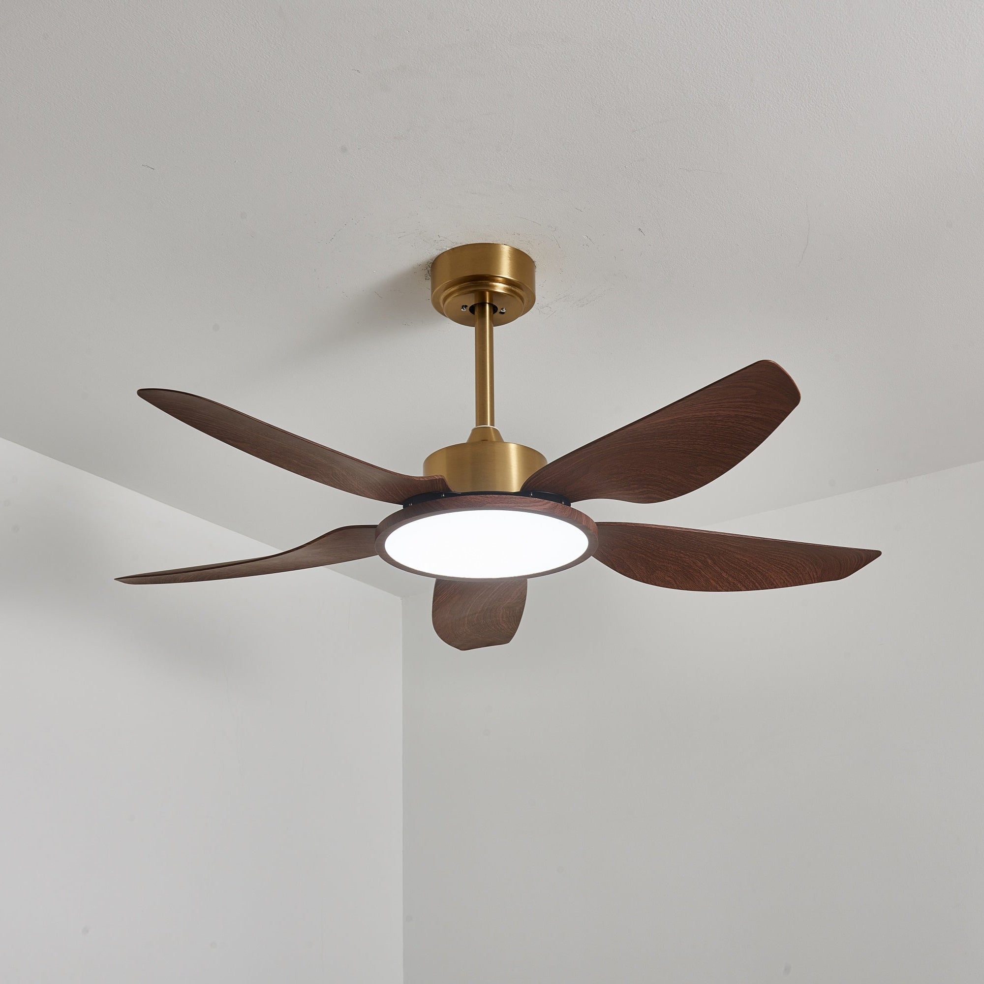 Aurelia Modern Wood Brass Ceiling Fan Light - Letslighting