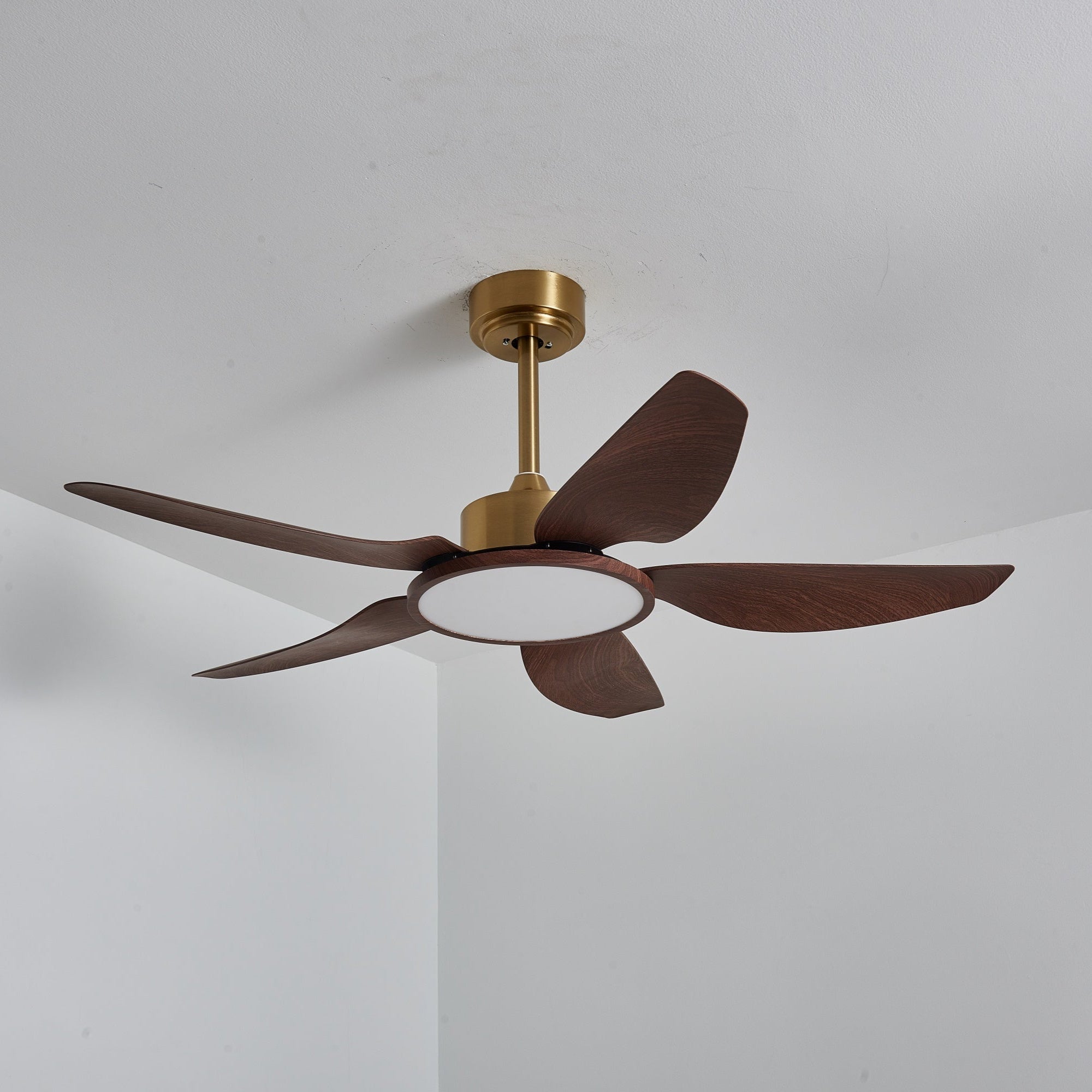 Aurelia Modern Wood Brass Ceiling Fan Light - Letslighting