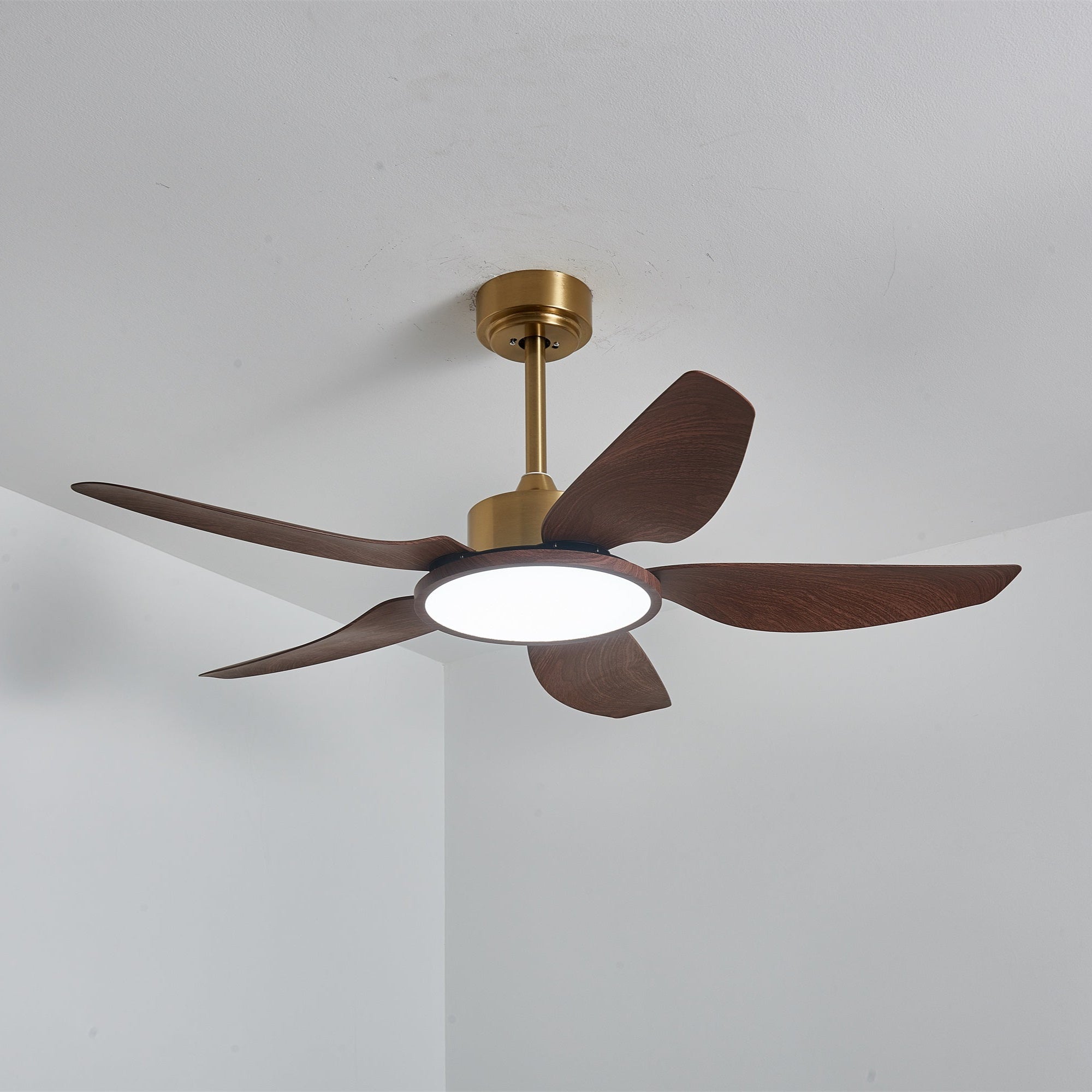 Aurelia Modern Wood Brass Ceiling Fan Light - Letslighting