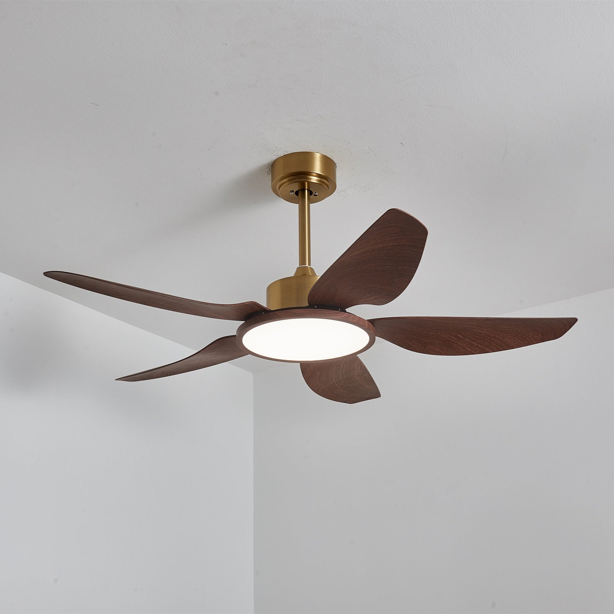 Aurelia Modern Wood Brass Ceiling Fan Light - Letslighting