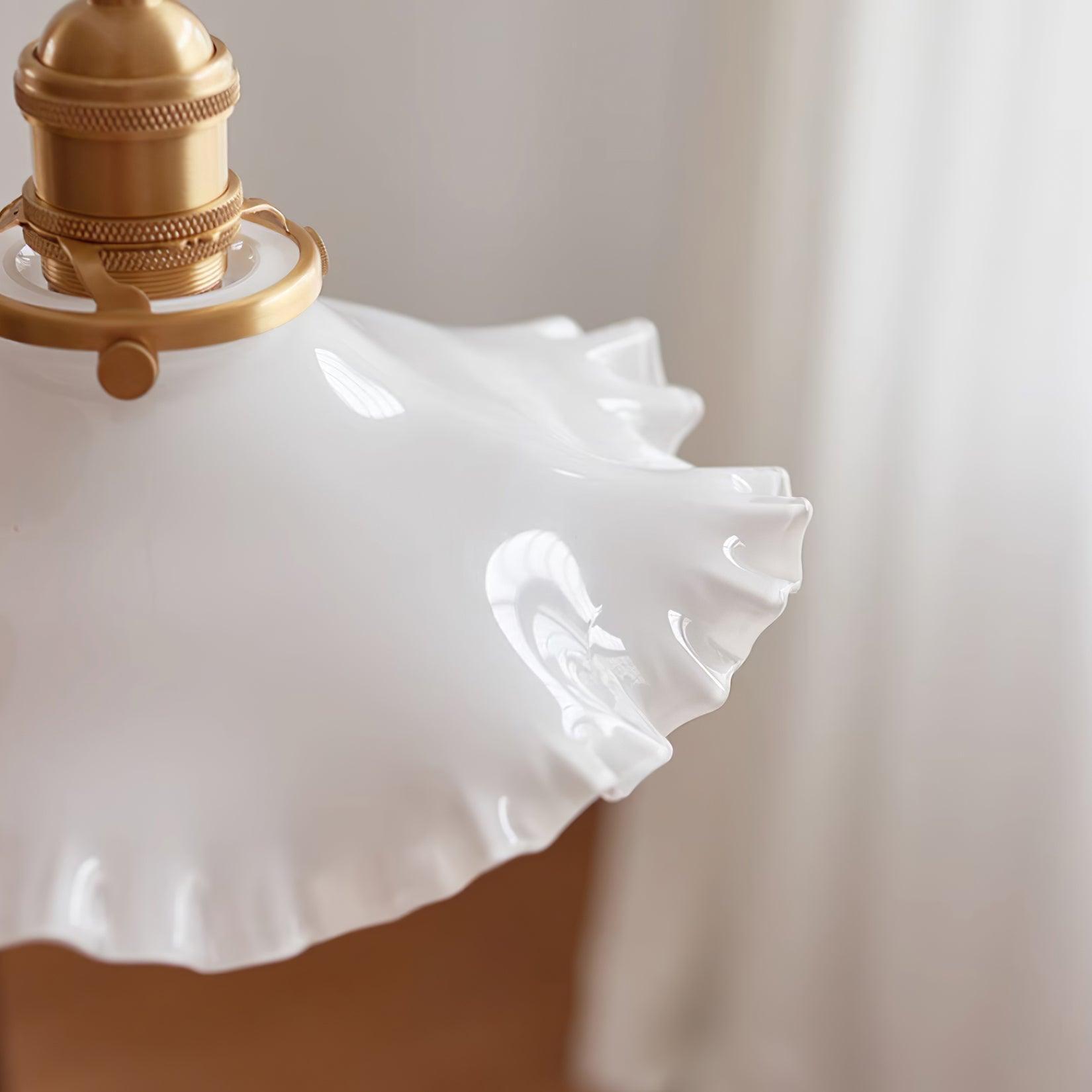 Pendant Lamp Glass Ruffle Shade Brass Warm Glow - Letslighting